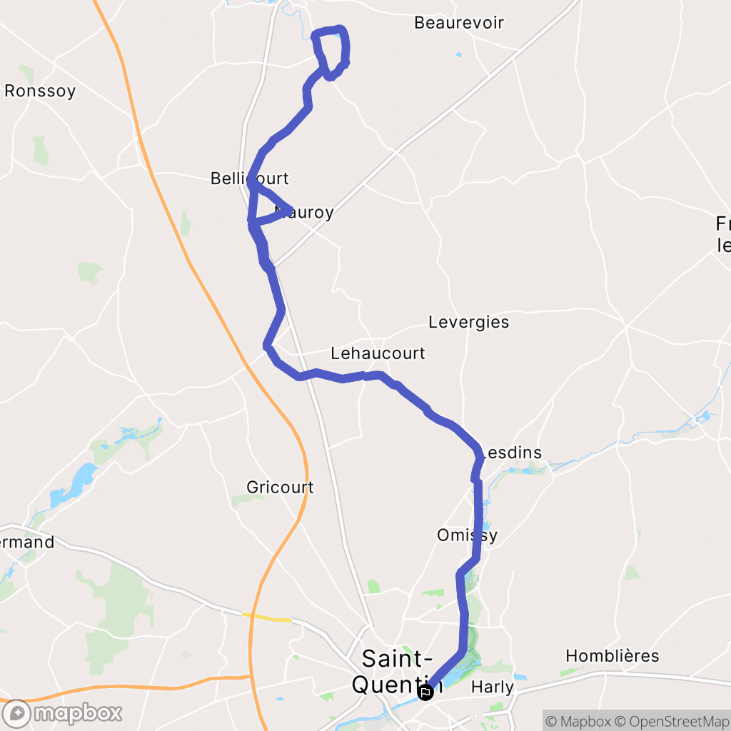 Saint-Quentin : carte du parcours de randonnée - France