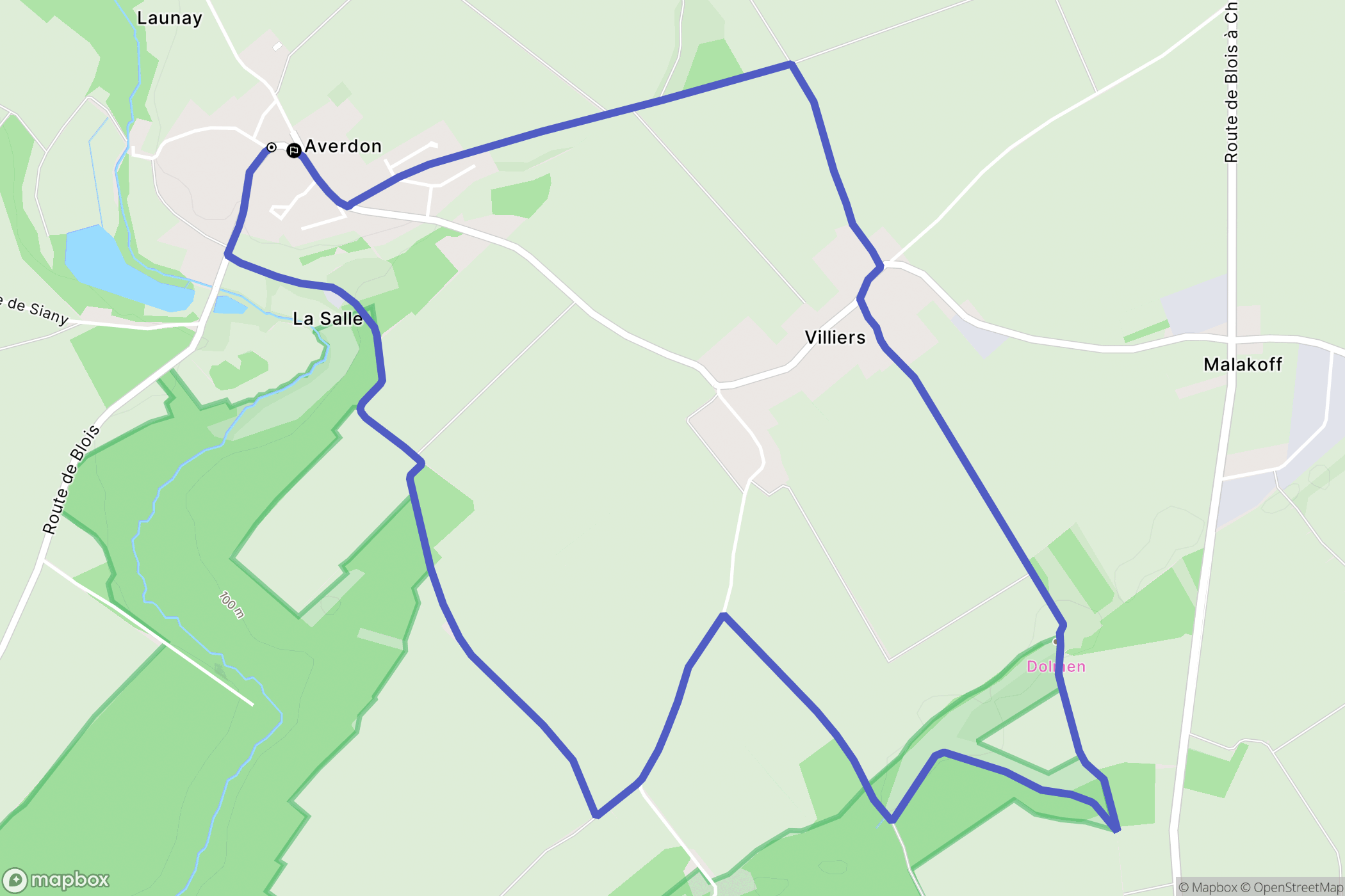 Averdon : carte du parcours de randonnée - France