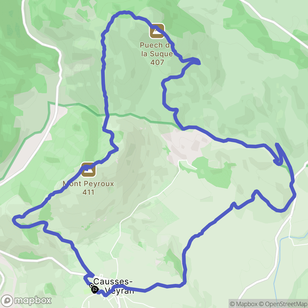 Causses-et-Veyran : carte du parcours de randonnée - France