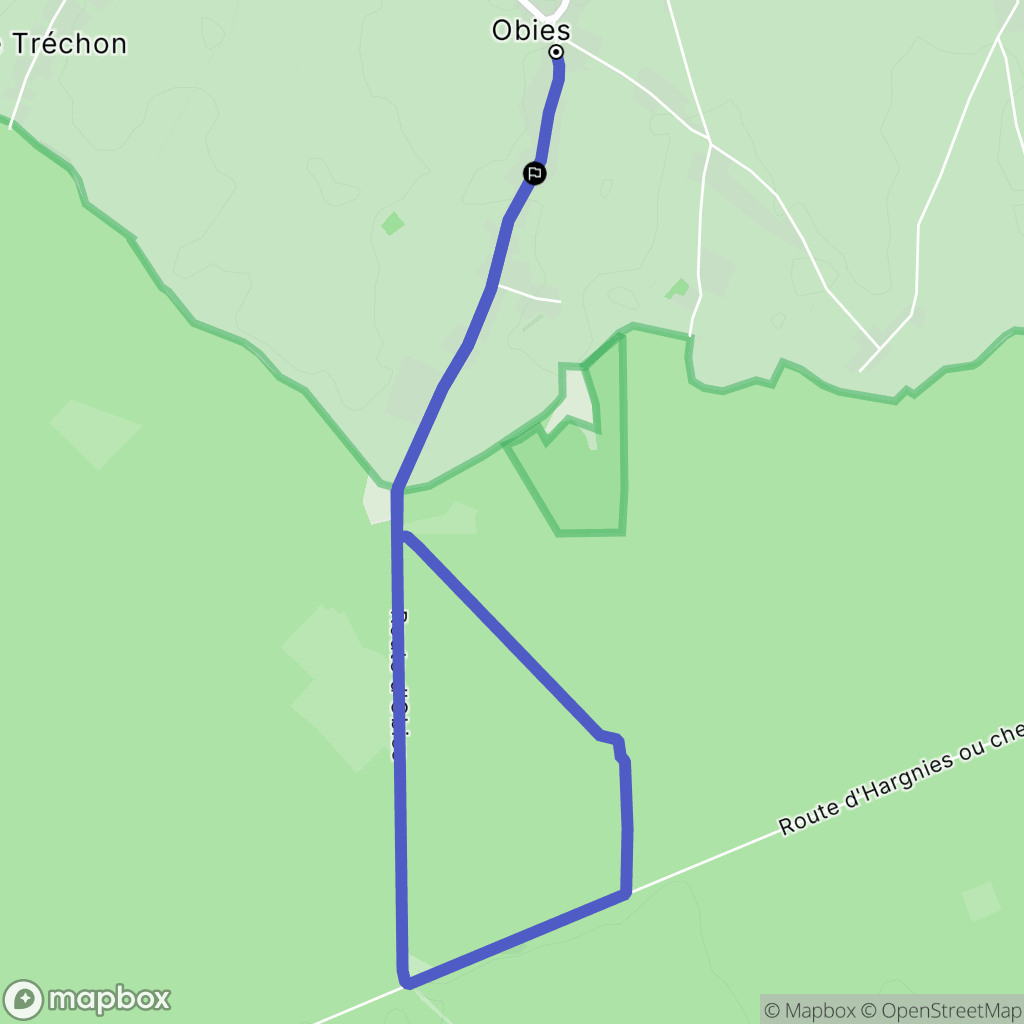 Obies : carte du parcours de randonnée - France