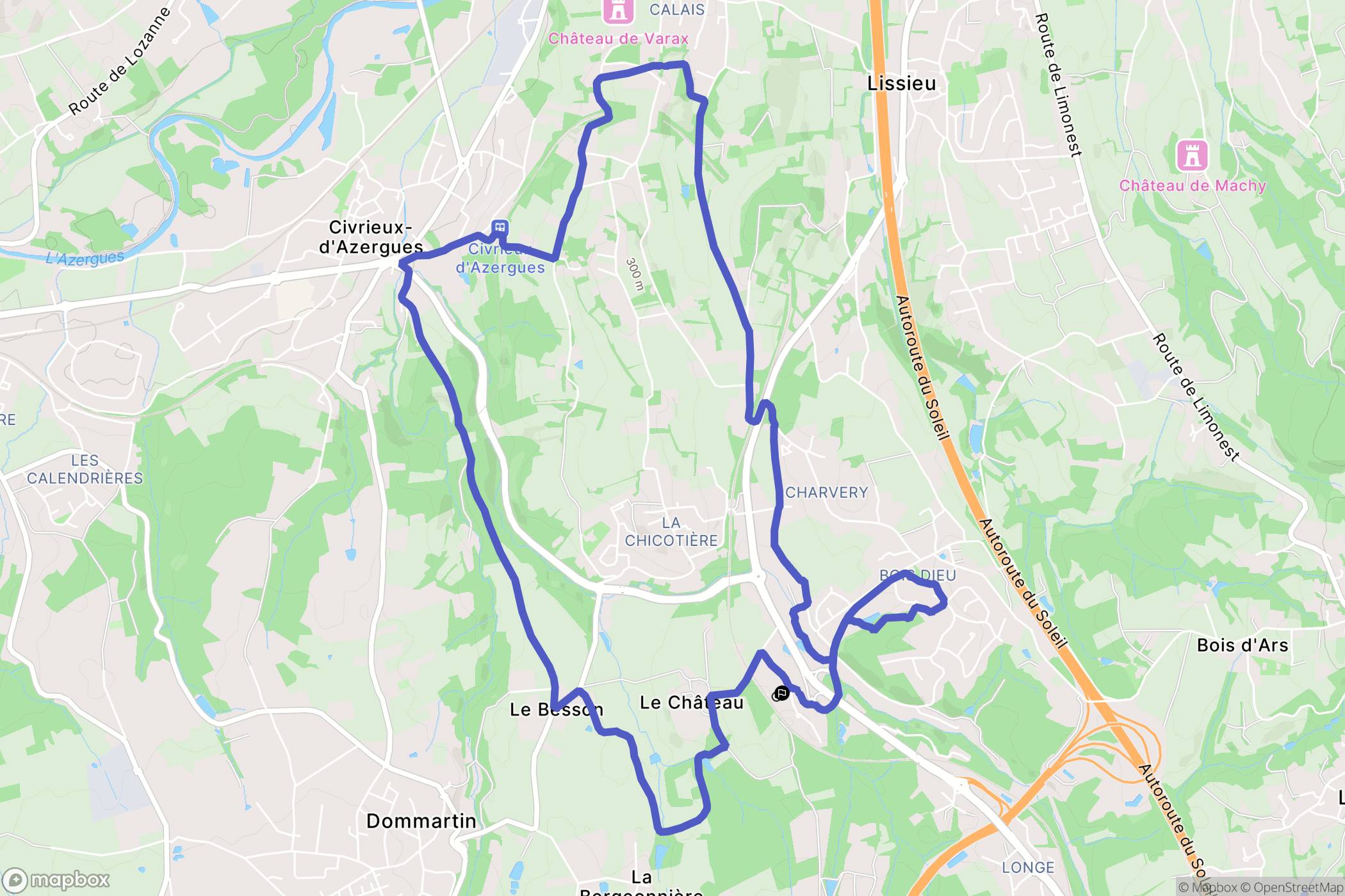 Lissieu : carte du parcours de randonnée - France