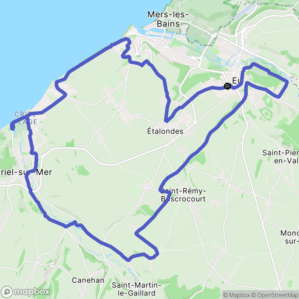 Eu : carte du parcours de randonnée - France