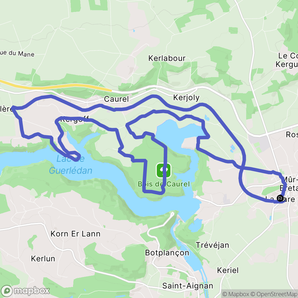 Guerlédan : carte du parcours de randonnée - France