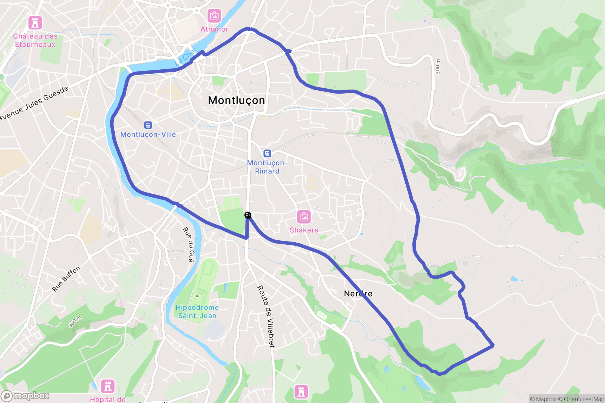 Montluçon : carte du parcours de randonnée - France