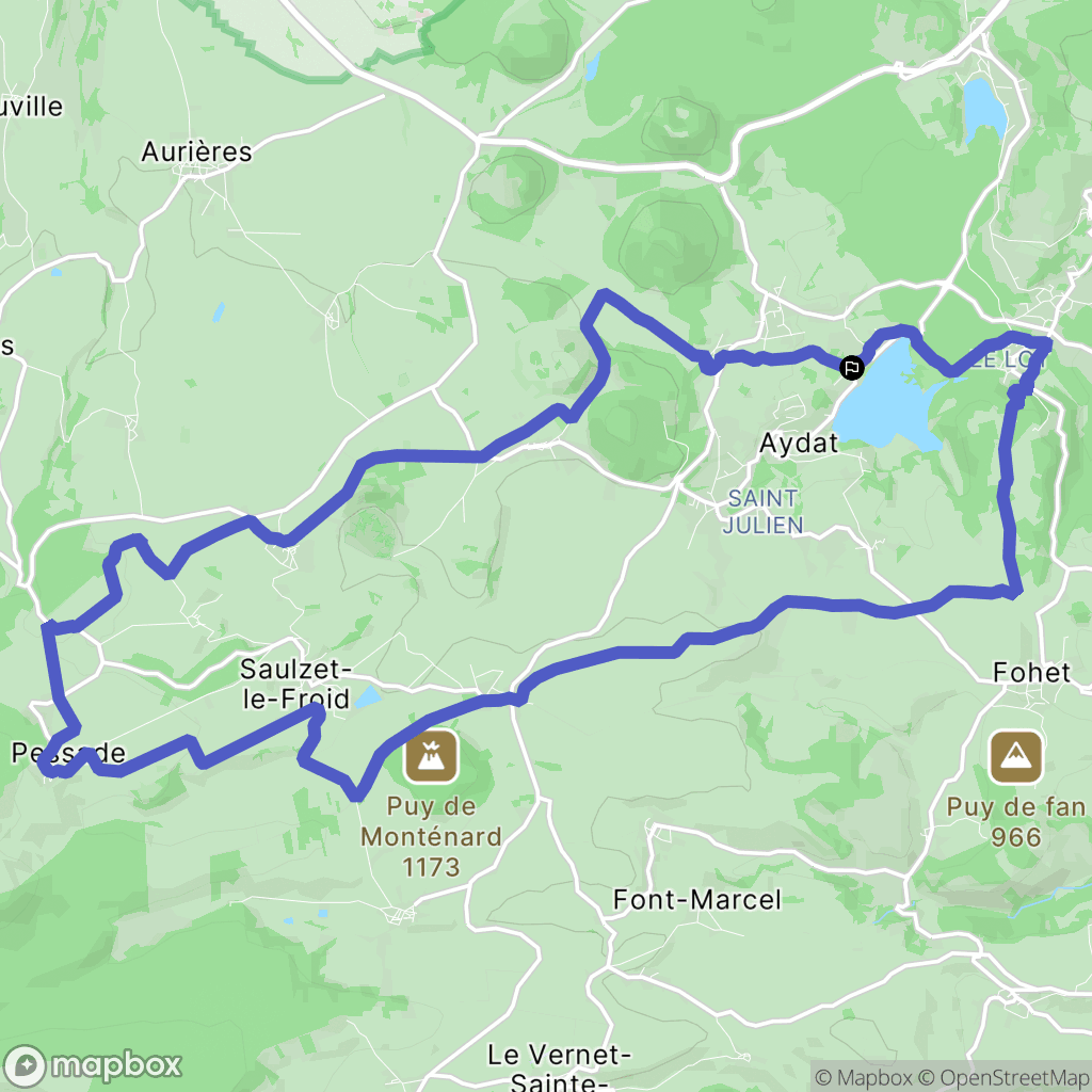 Aydat : carte du parcours de randonnée - France
