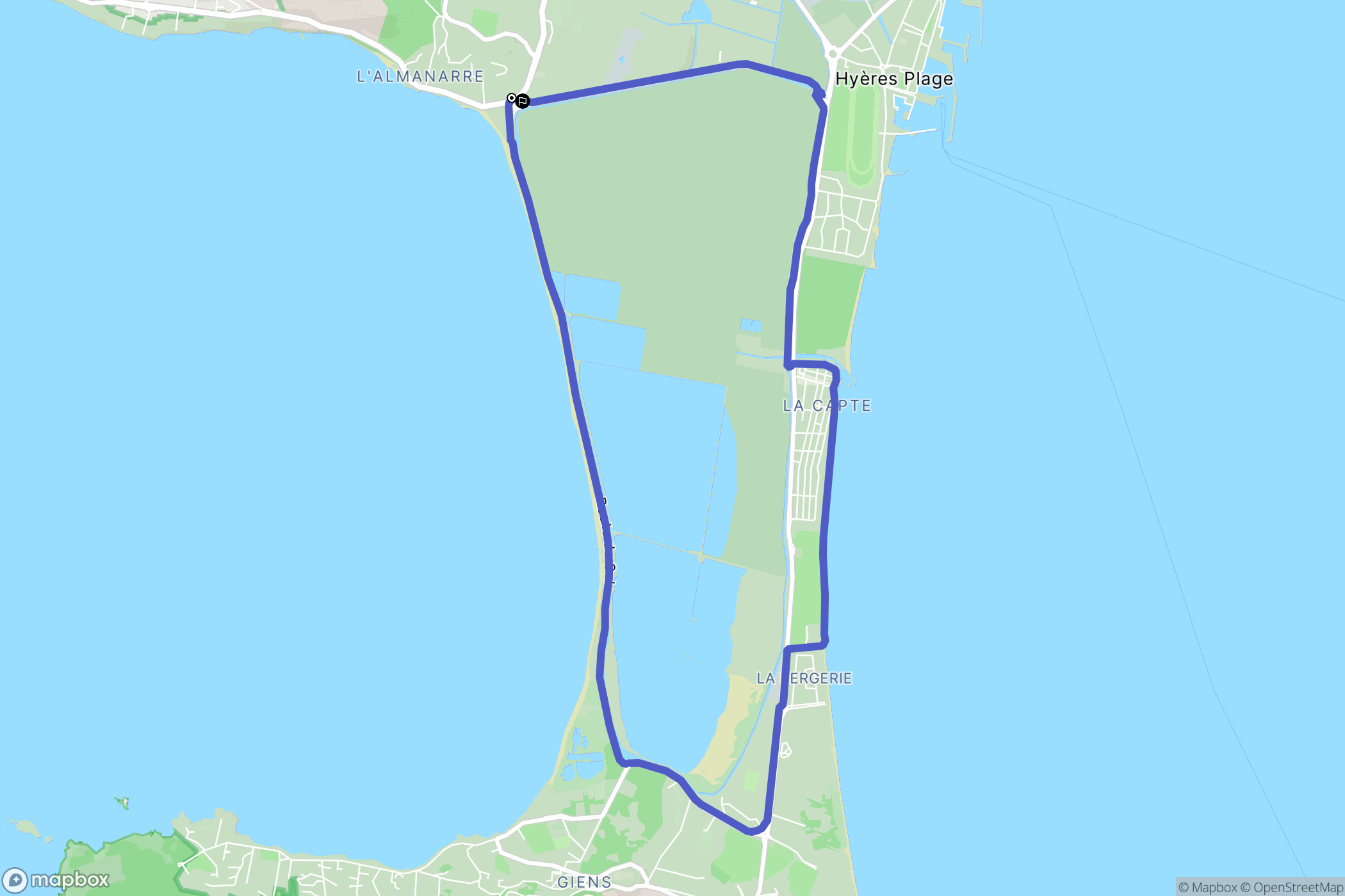 Hyères : carte du parcours de randonnée - France