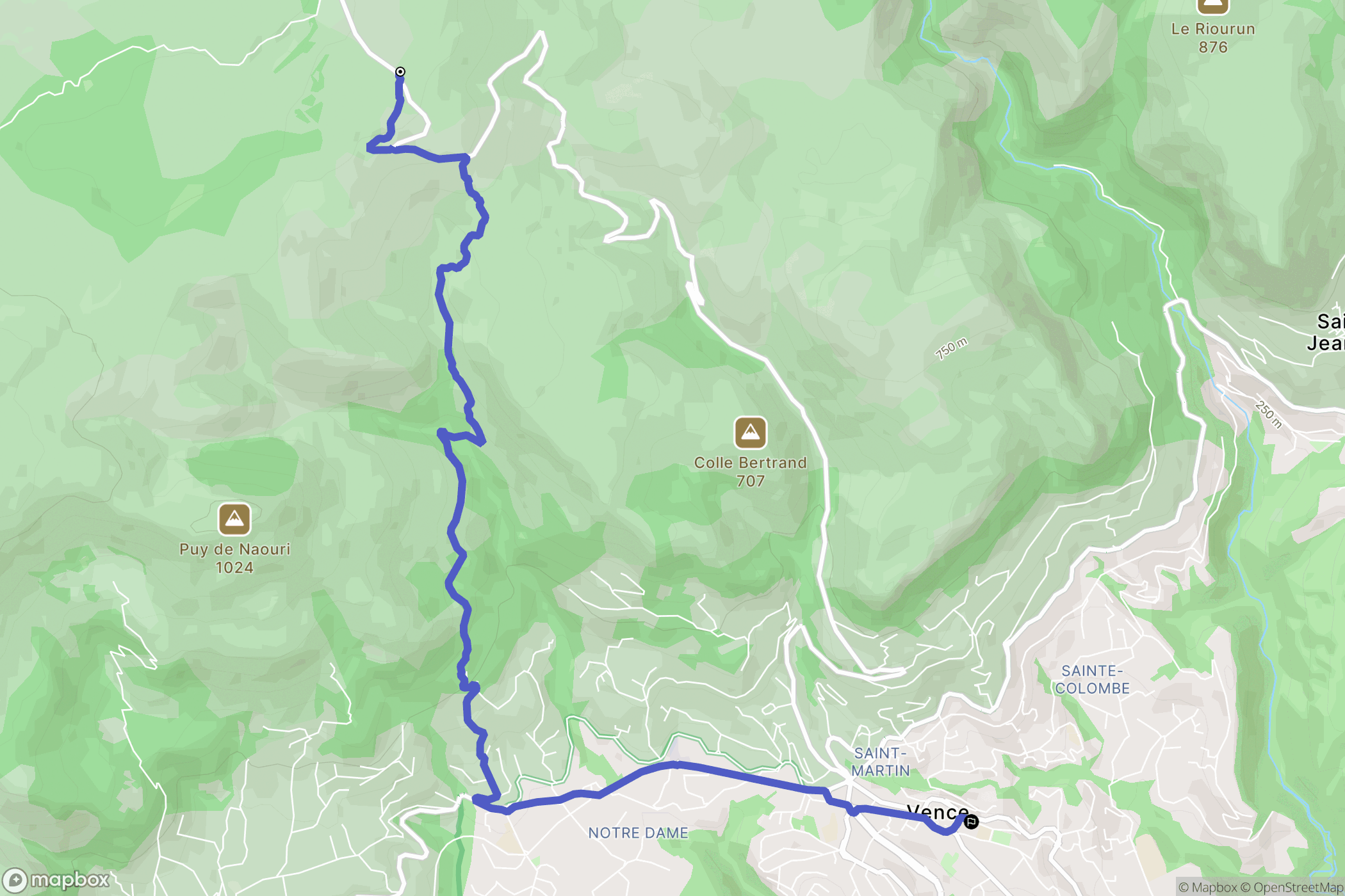Coursegoules : carte du parcours de randonnée - France