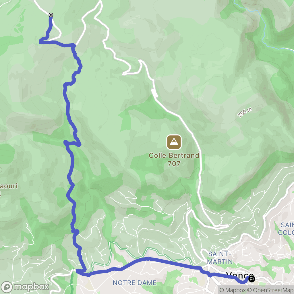 Coursegoules : carte du parcours de randonnée - France