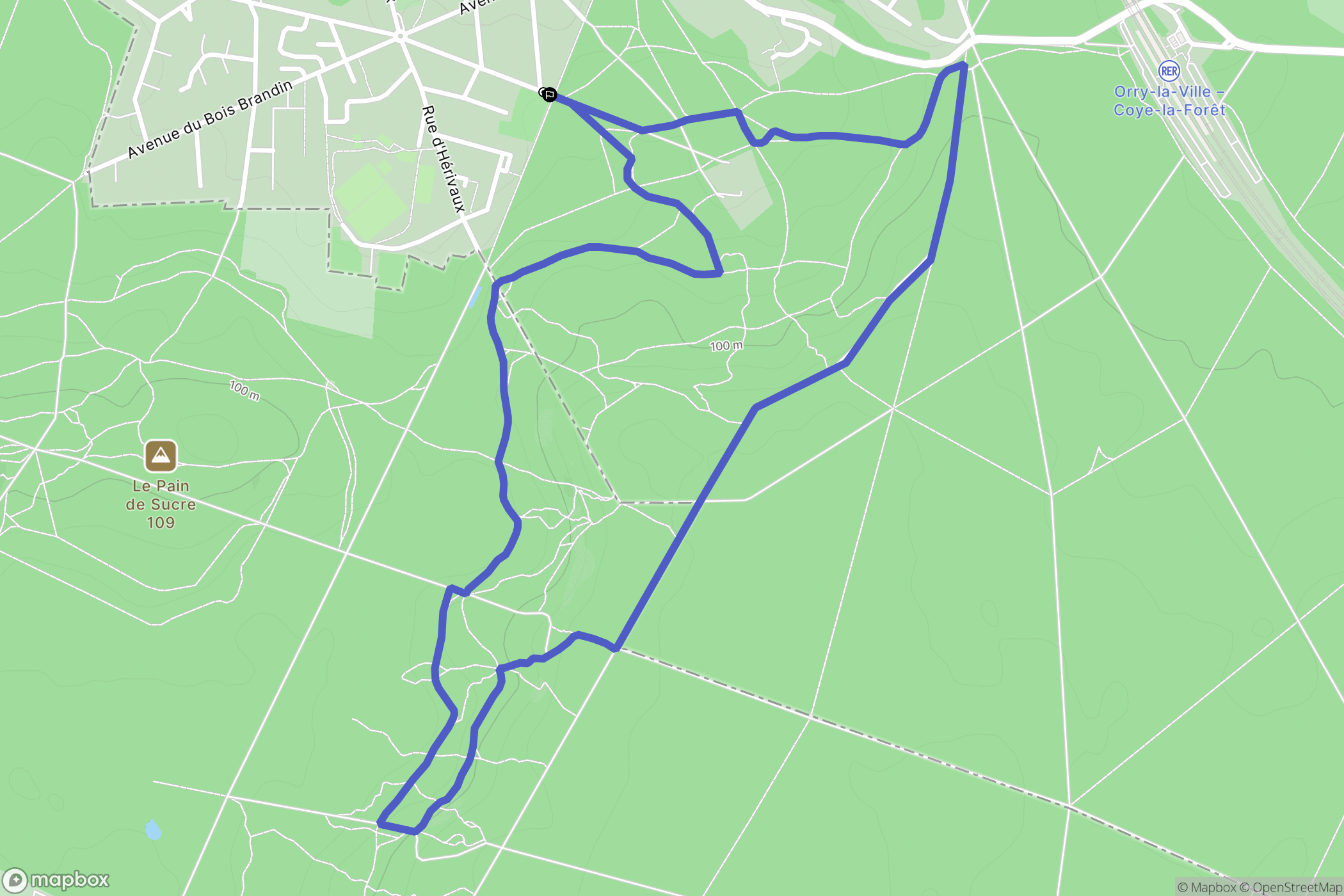 Coye-la-Forêt : carte du parcours de randonnée - France