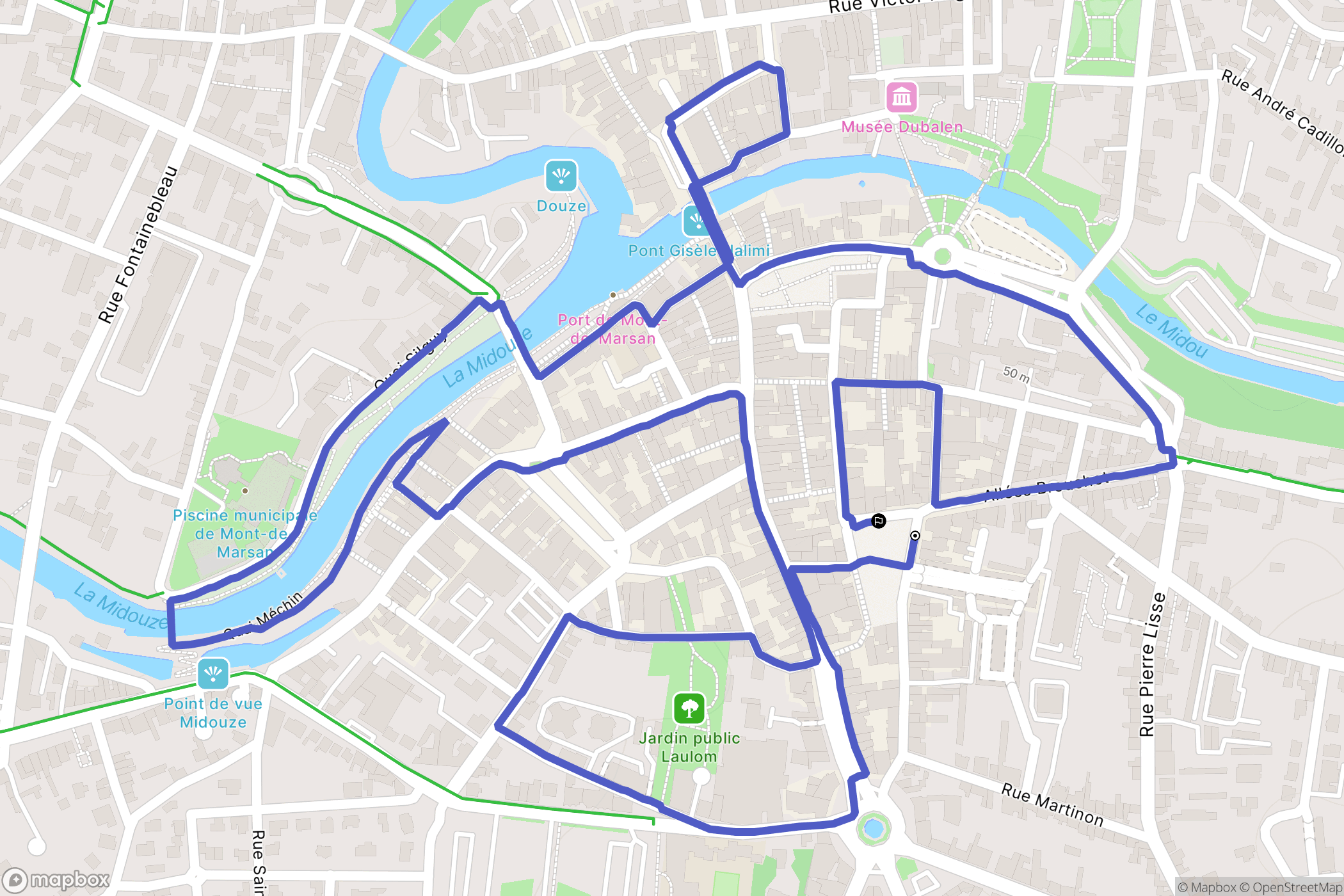 Mont-de-Marsan : carte du parcours de randonnée - France