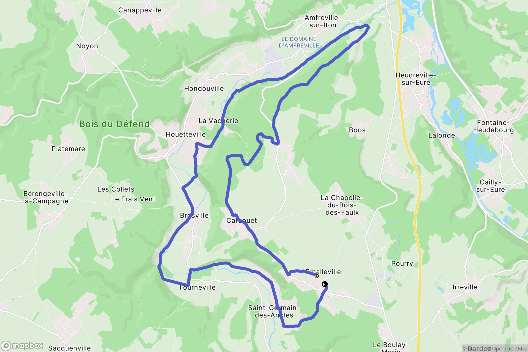 Émalleville : carte du parcours de randonnée - France