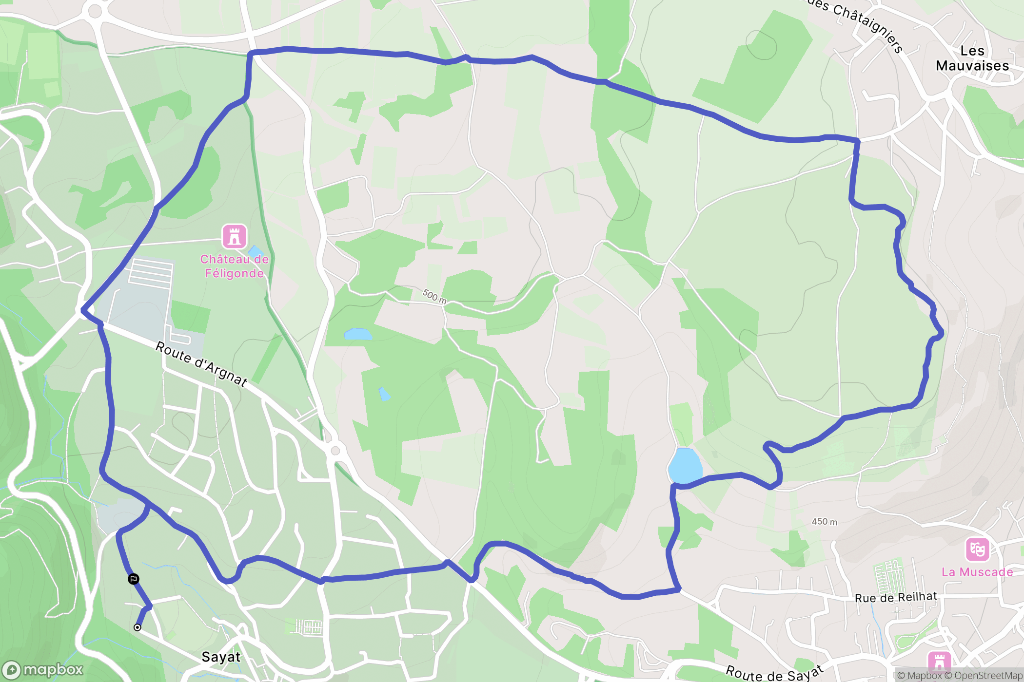 Sayat : carte du parcours de randonnée - France