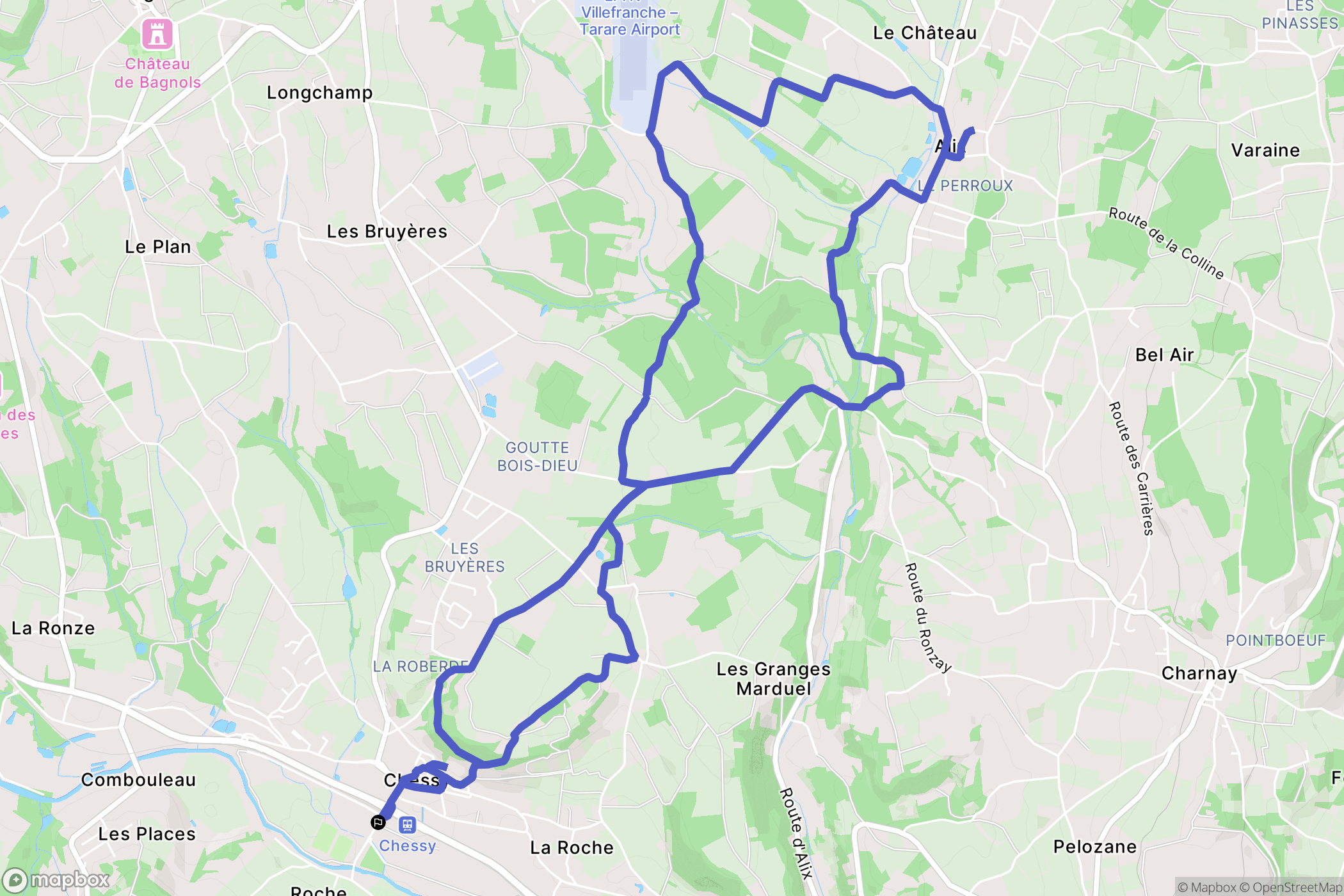 Chessy : carte du parcours de randonnée - France