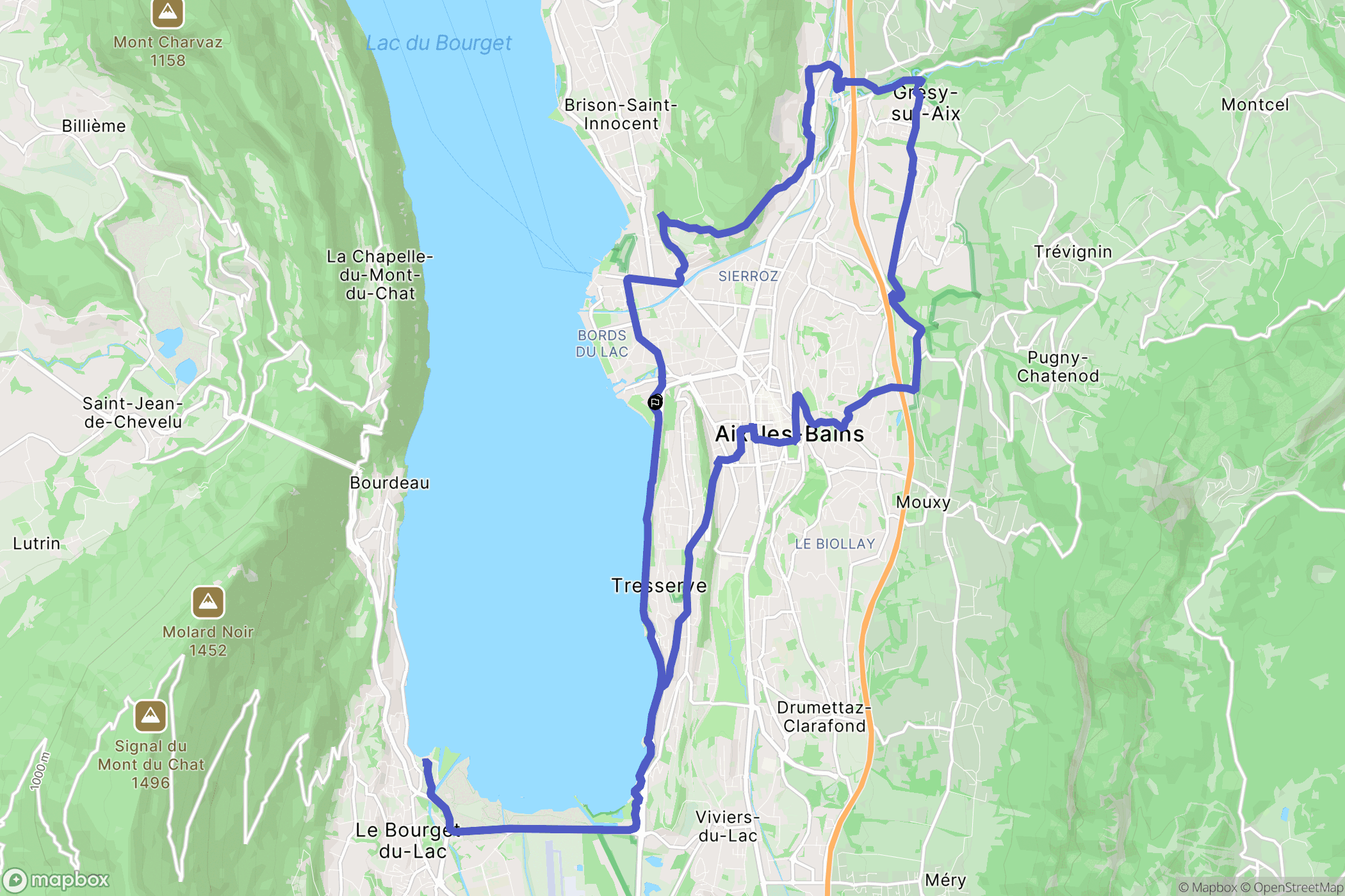 Aix-les-Bains : carte du parcours de randonnée - France
