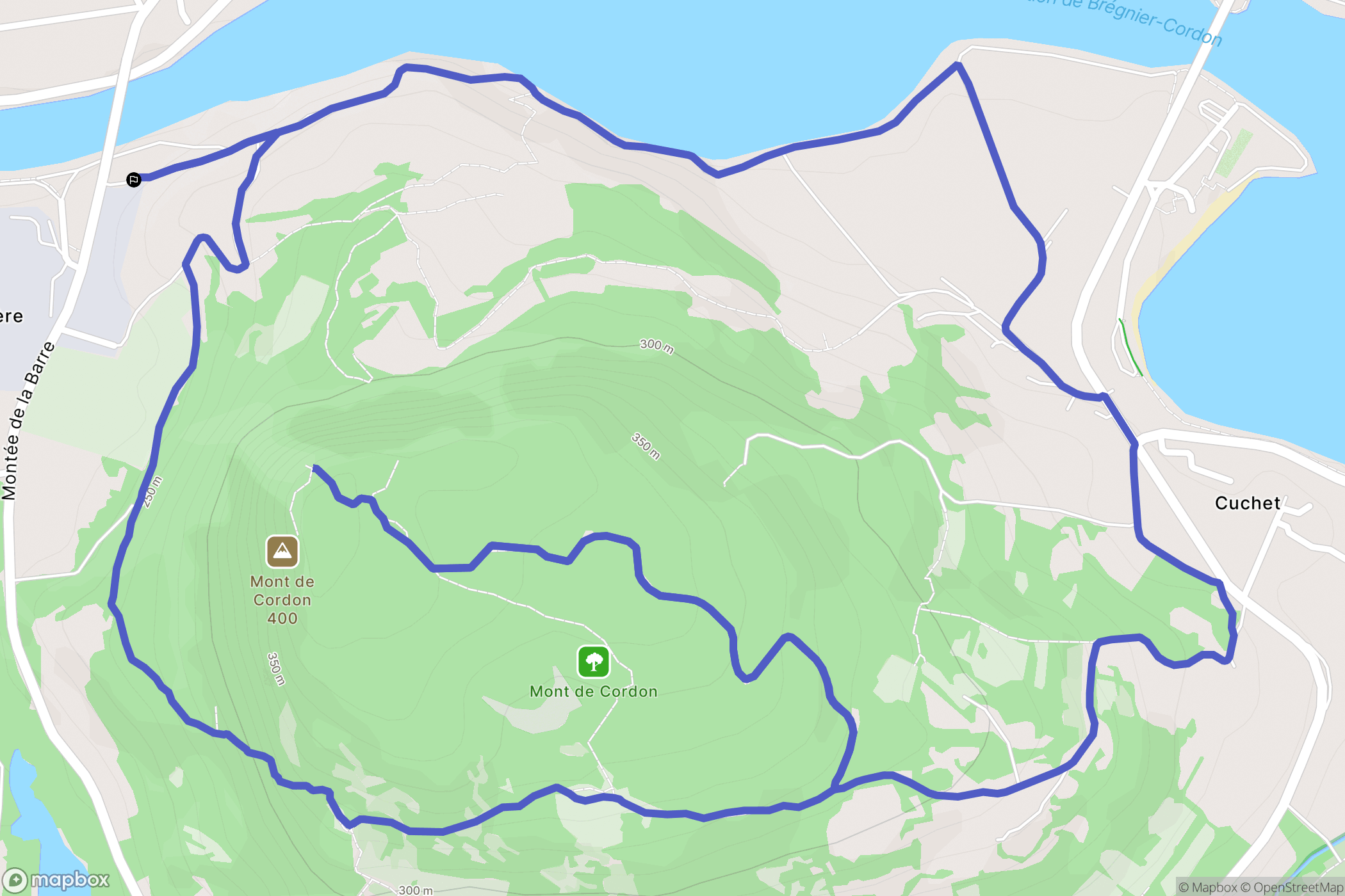 Brégnier-Cordon : carte du parcours de randonnée - France