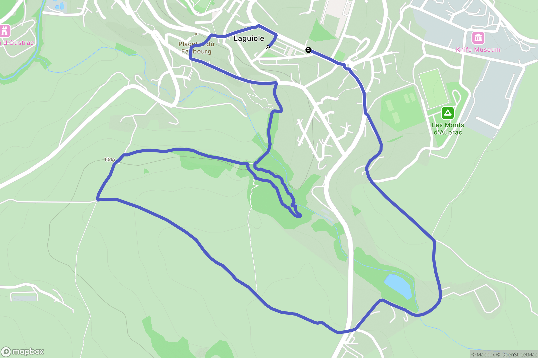 Laguiole : carte du parcours de randonnée - France
