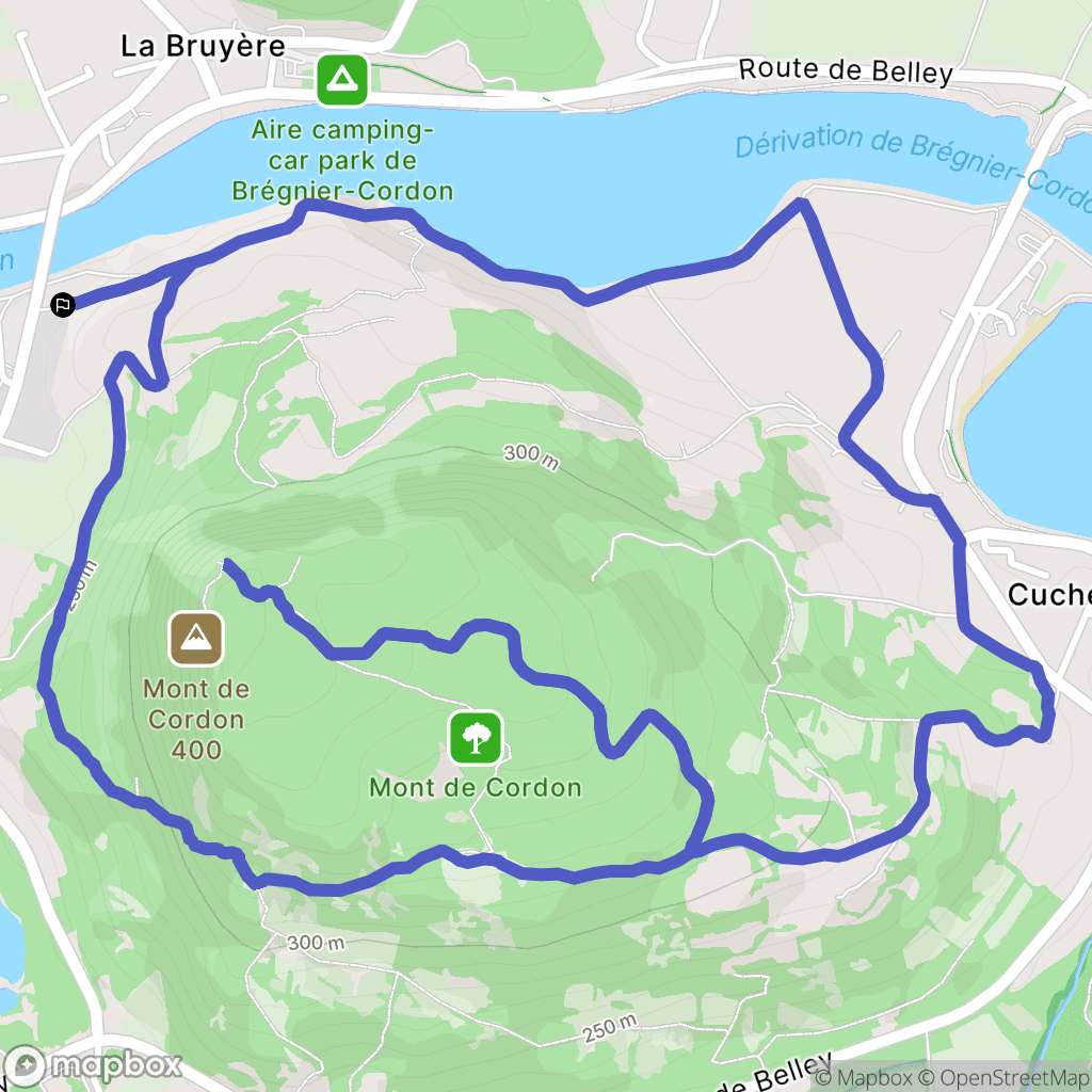 Brégnier-Cordon : carte du parcours de randonnée - France