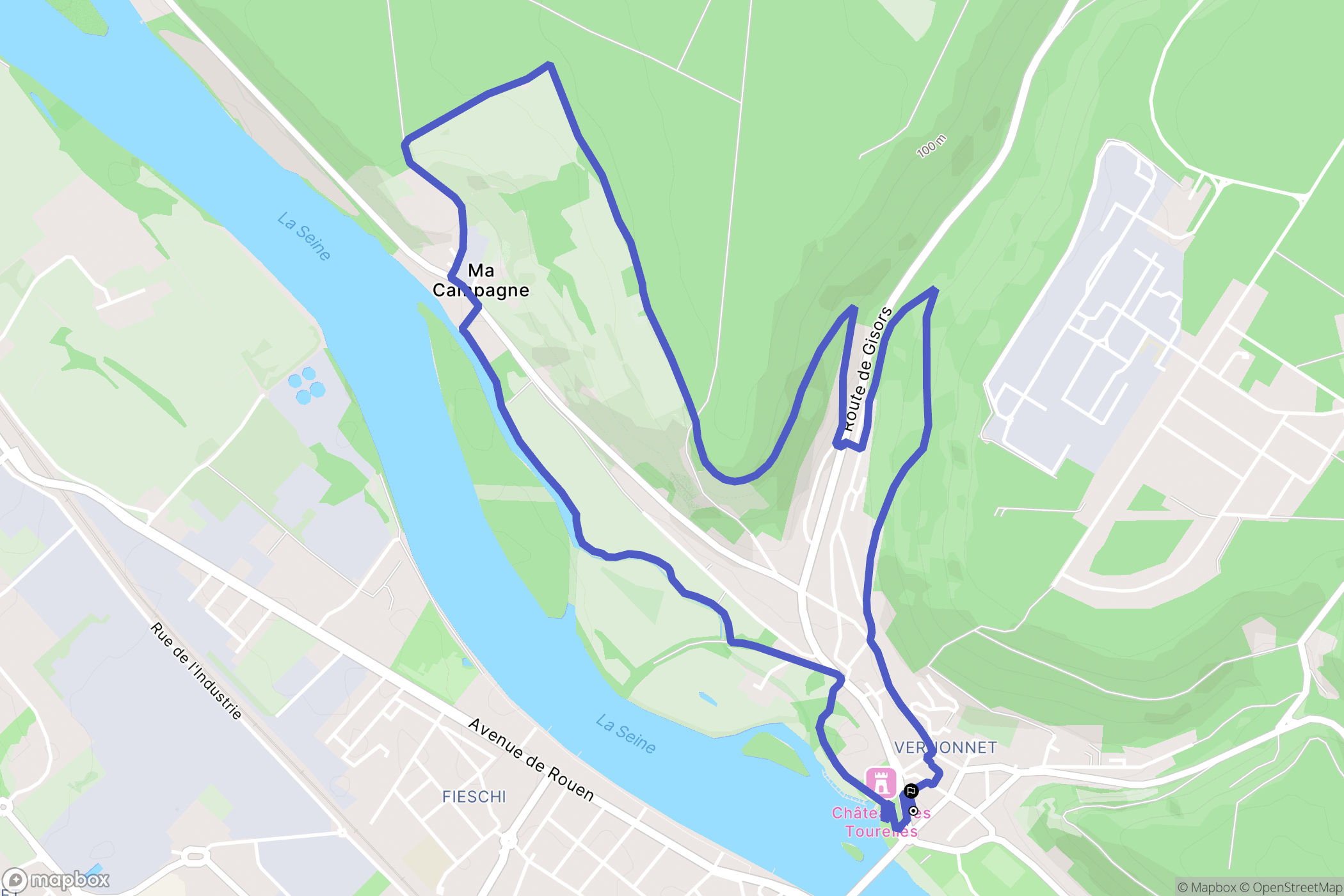 Vernon : carte du parcours de randonnée - France