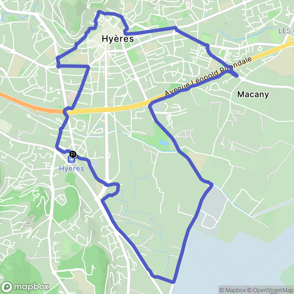 Hyères : carte du parcours de randonnée - France
