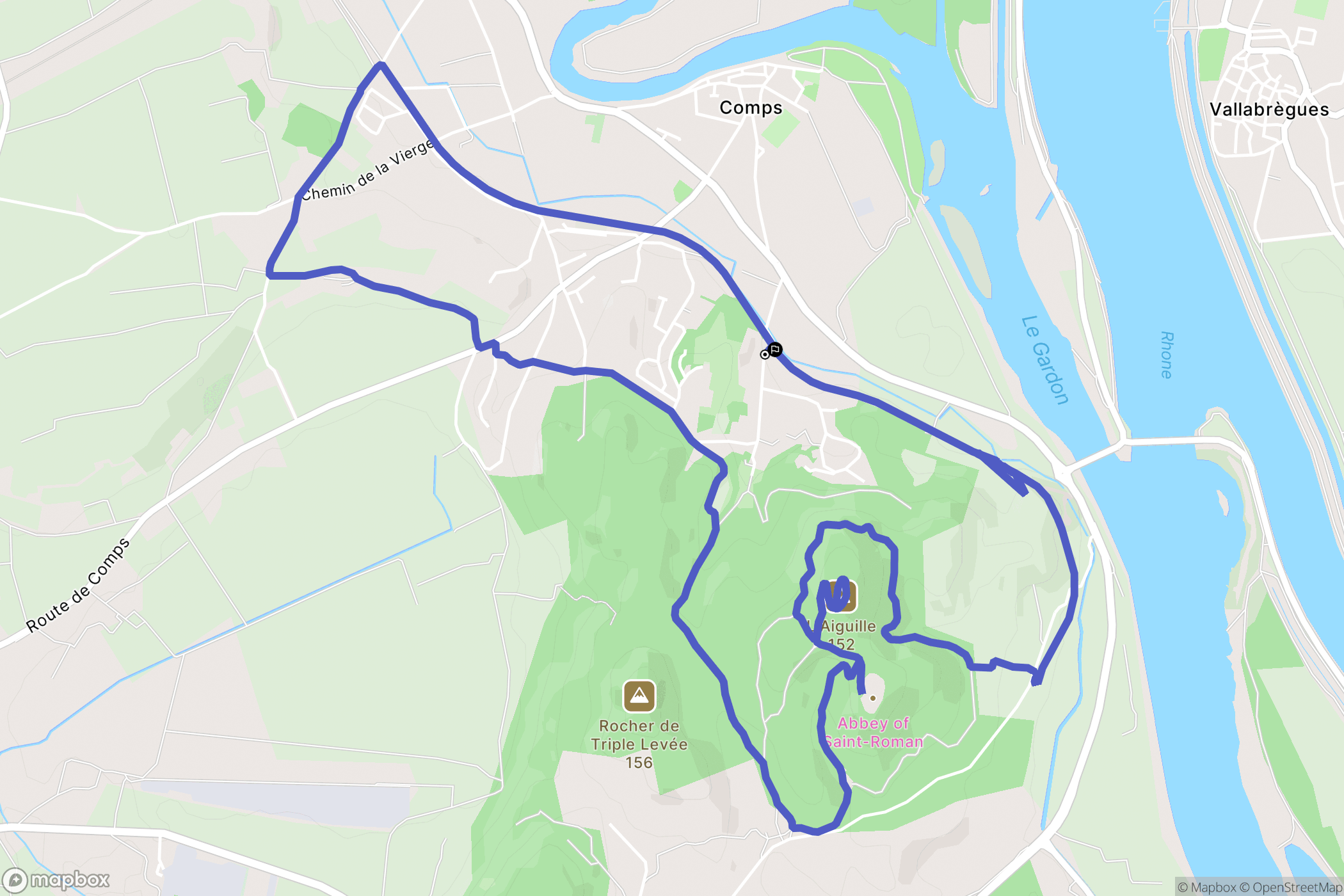 Comps : carte du parcours de randonnée - France