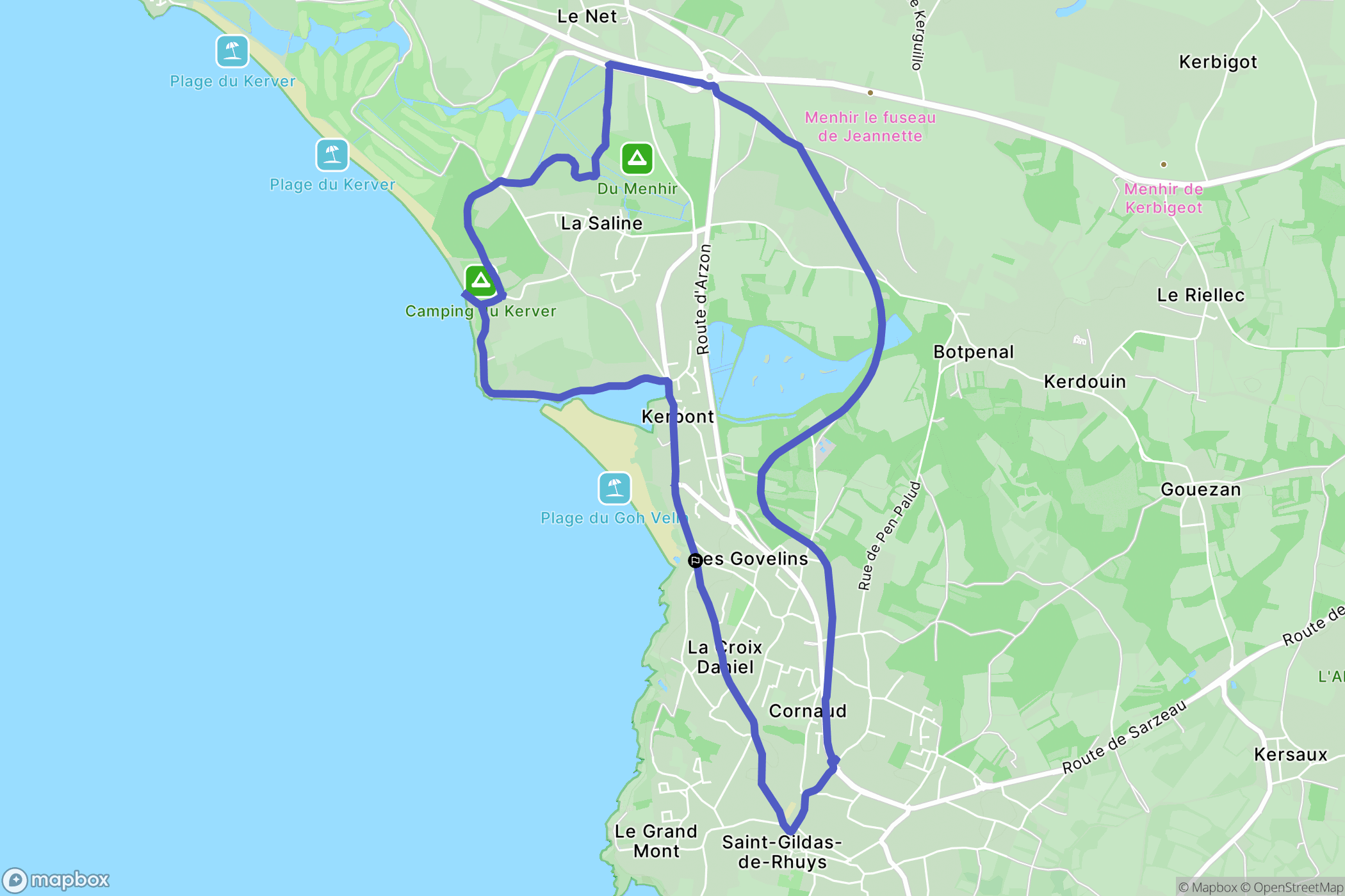 Saint-Gildas-de-Rhuys : carte du parcours de randonnée - France