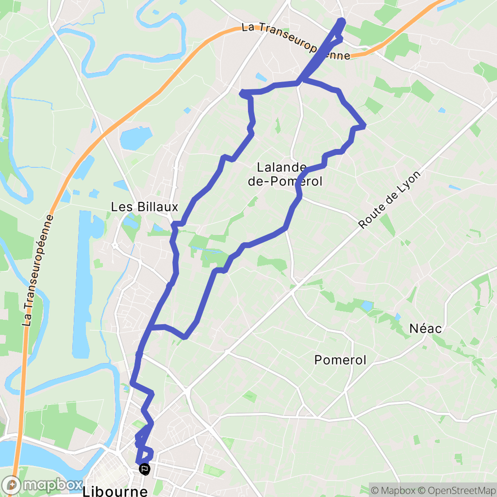 Libourne : carte du parcours de randonnée - France