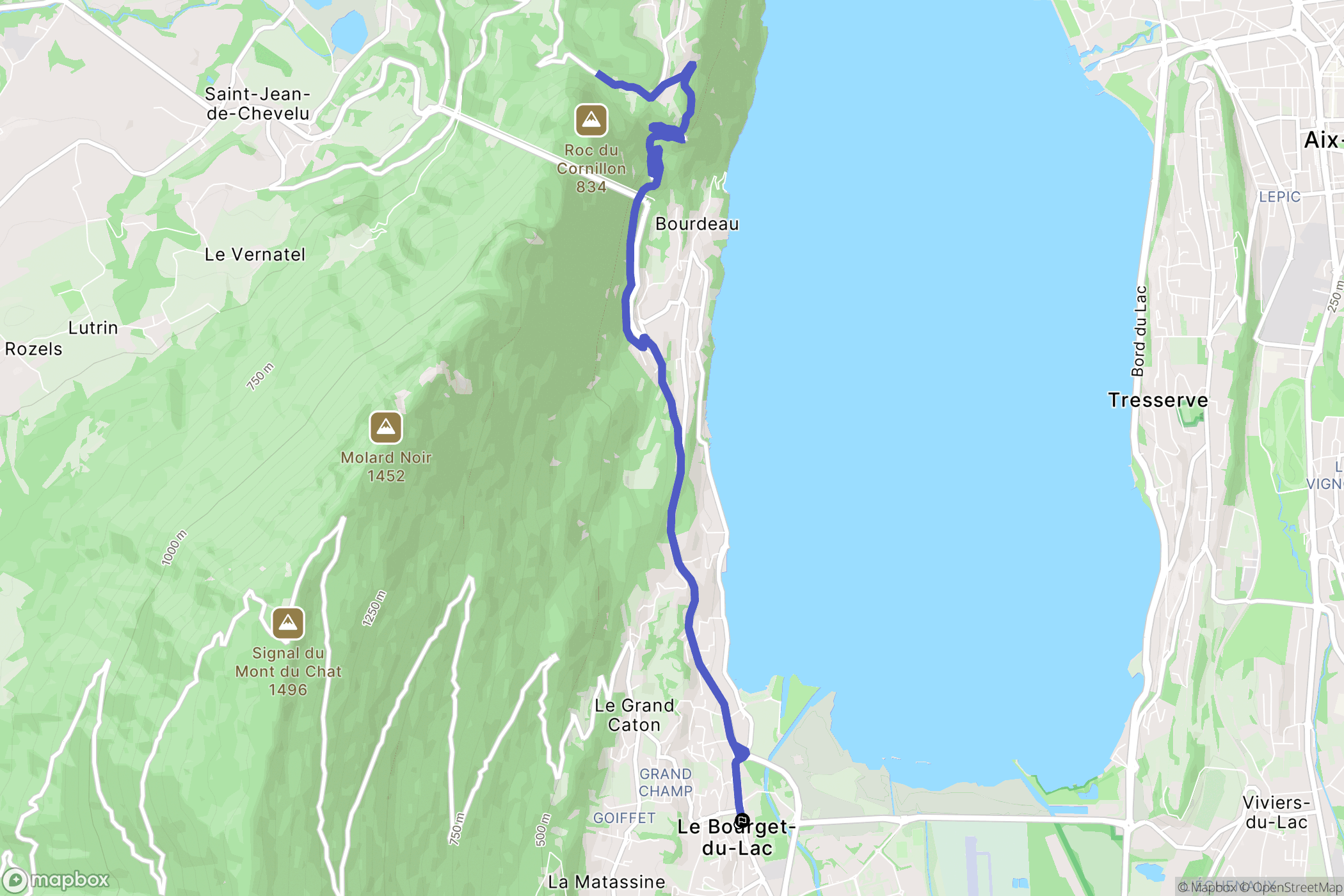 Le Bourget-du-Lac : carte du parcours de randonnée - France