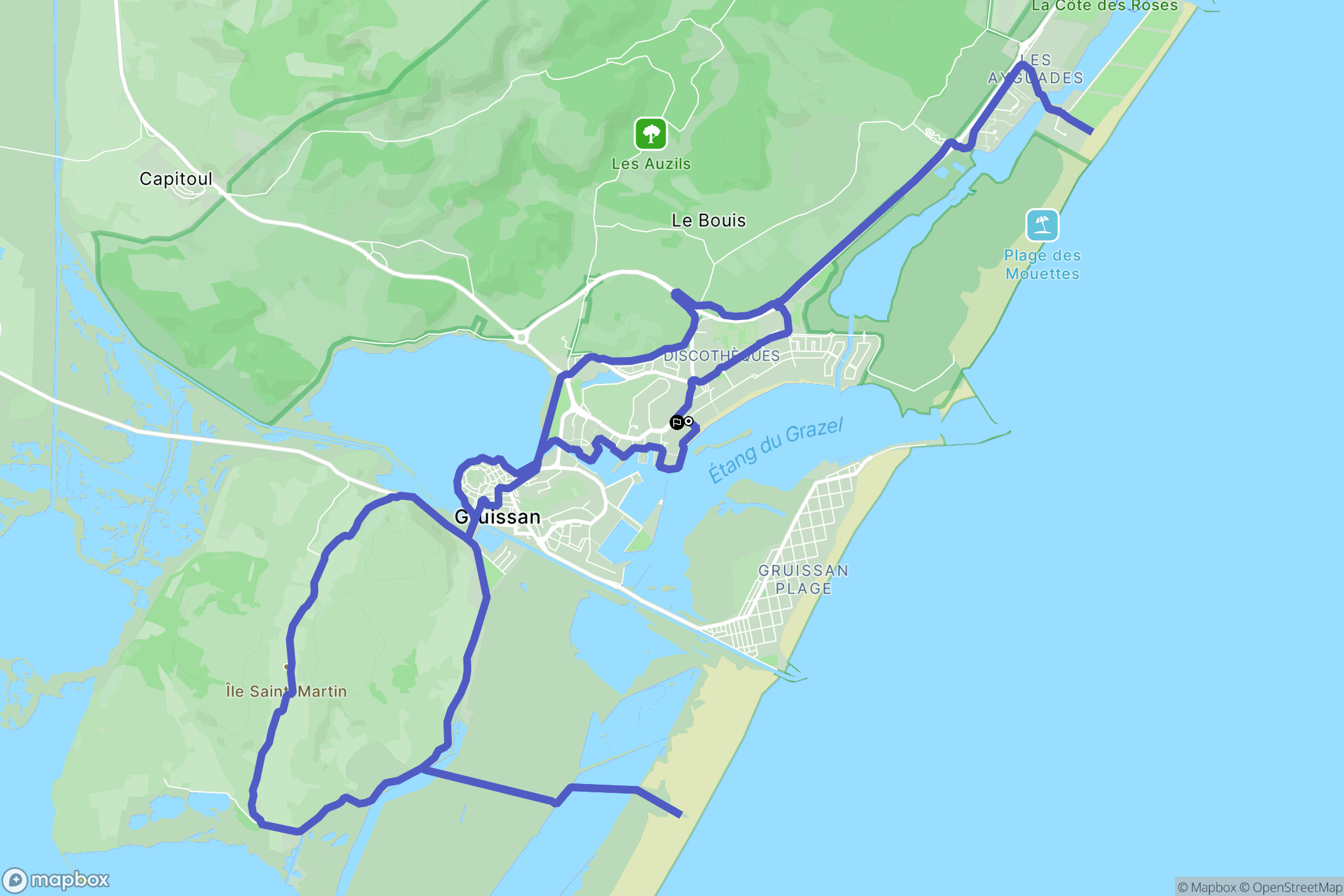 Gruissan : carte du parcours de randonnée - France