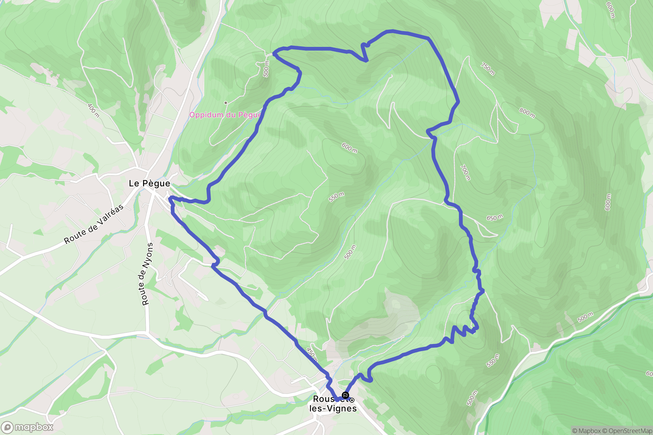 Rousset-les-Vignes : carte du parcours de randonnée - France