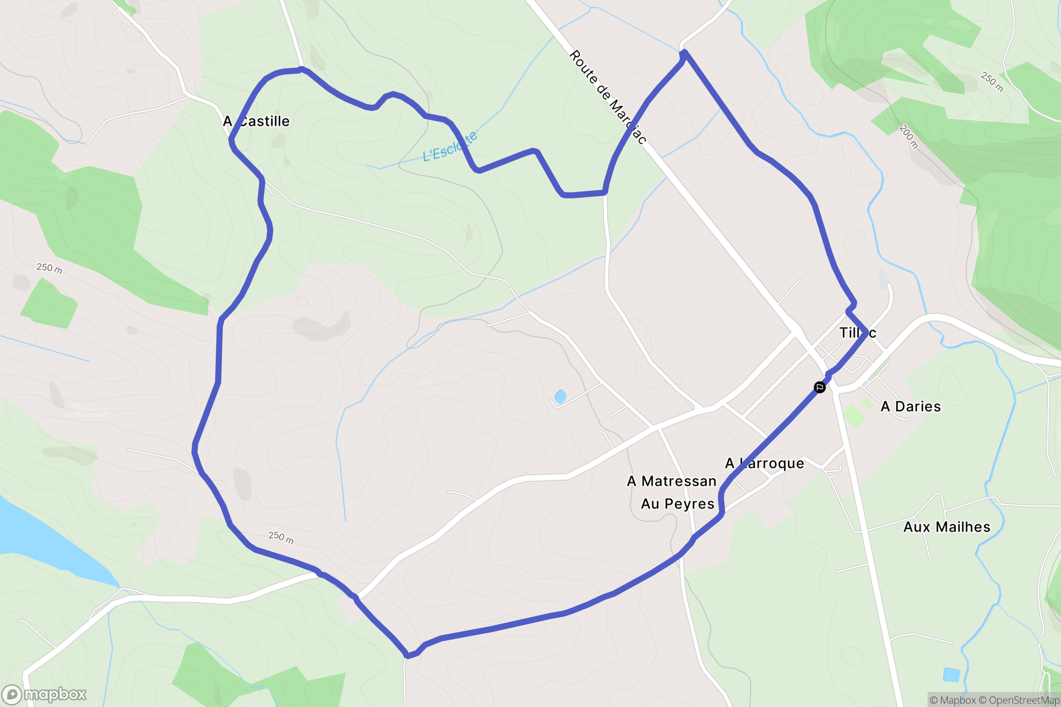 Tillac : carte du parcours de randonnée - France