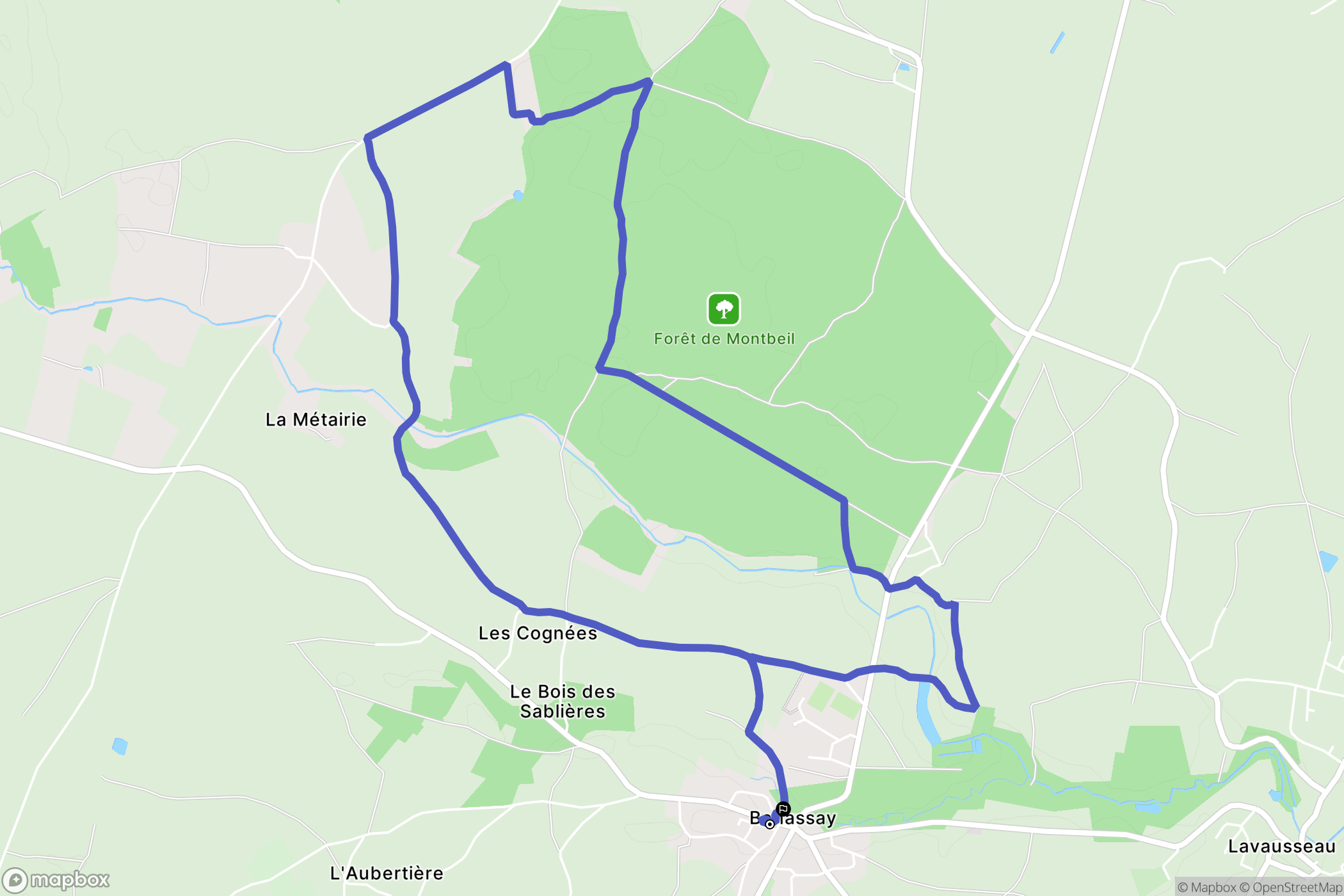 Boivre-la-Vallée : carte du parcours de randonnée - France