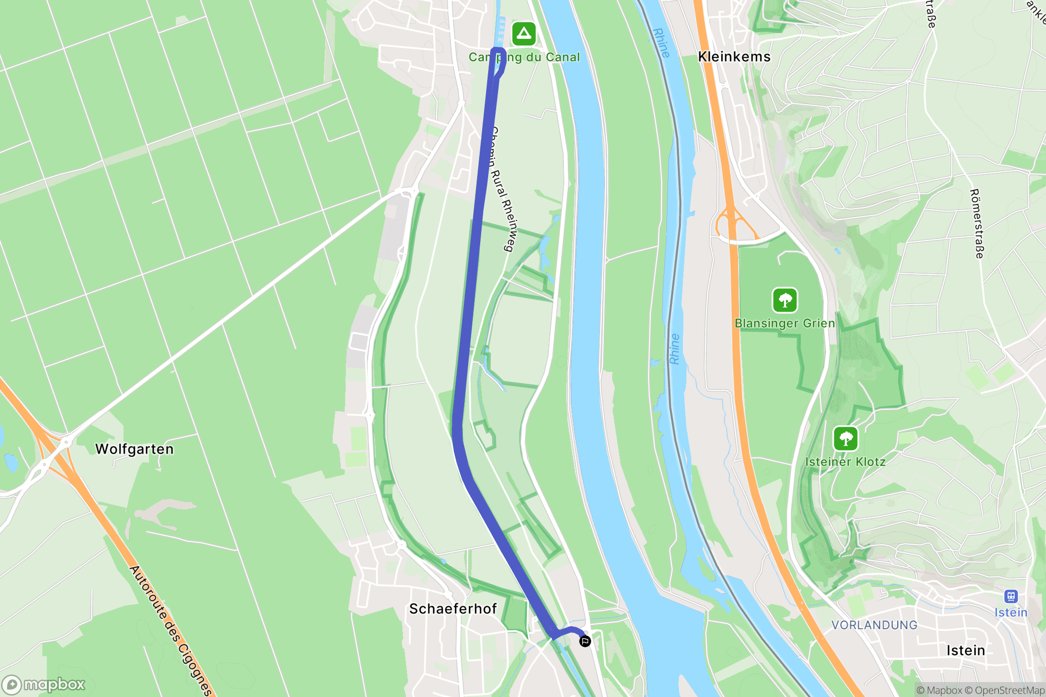 Kembs : carte du parcours de randonnée - France
