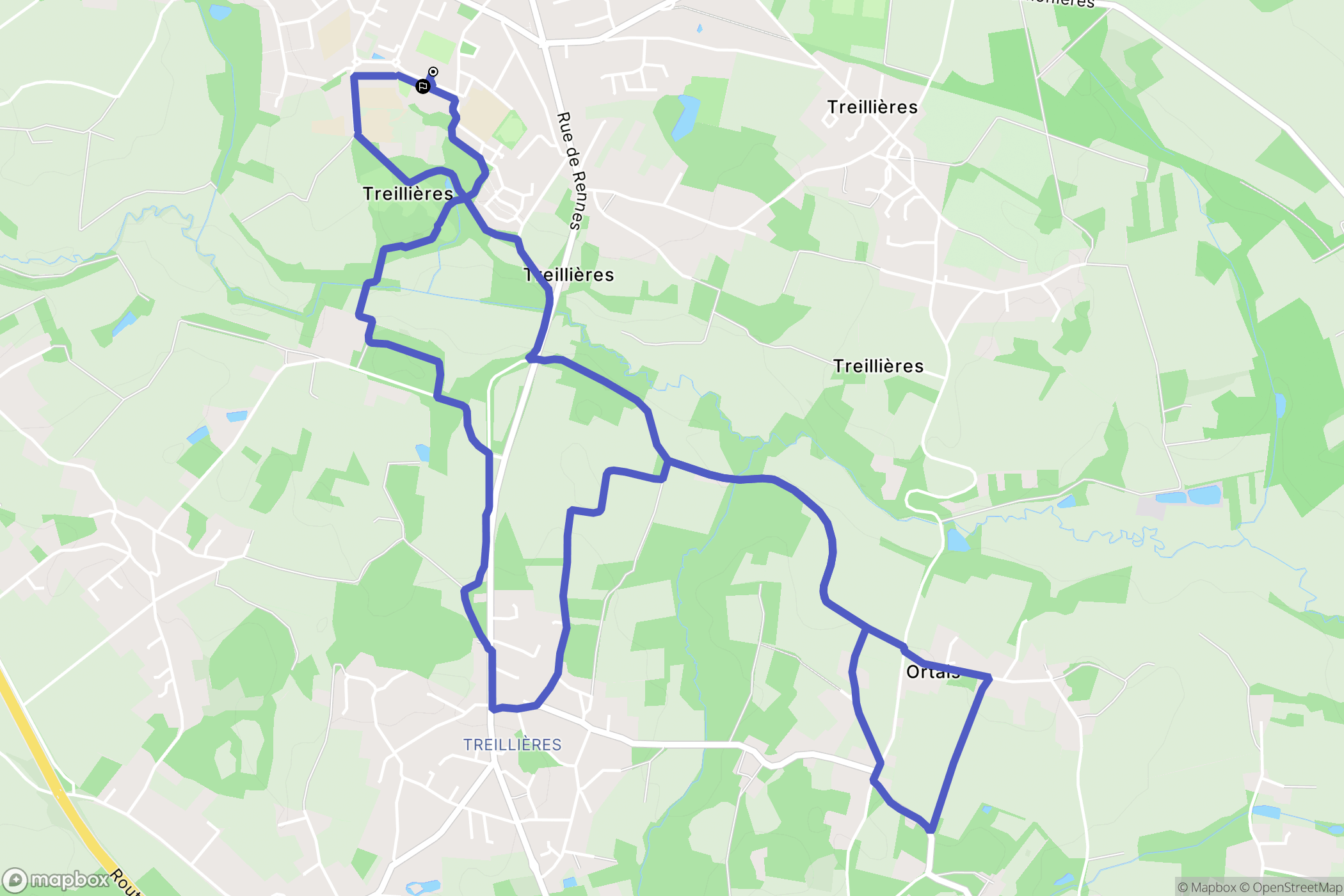 Treillières : carte du parcours de randonnée - France