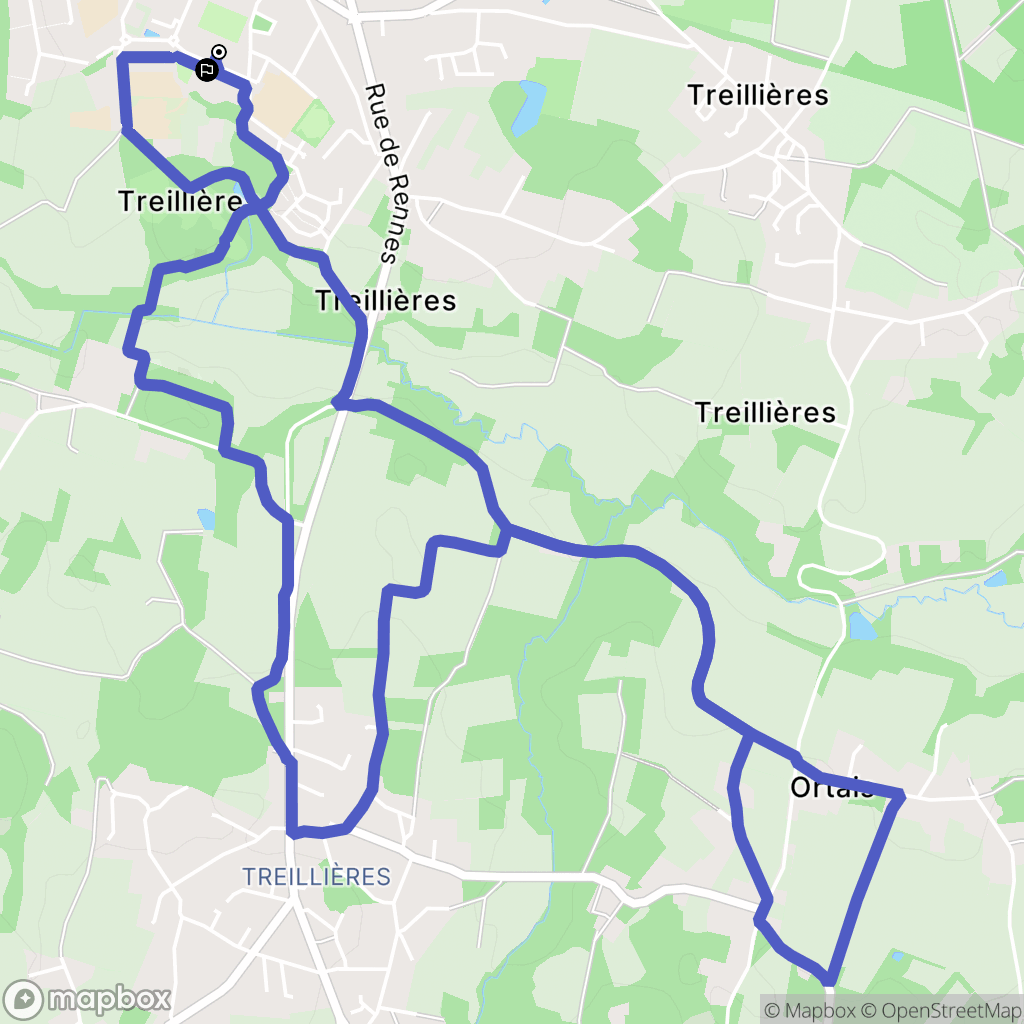 Treillières : carte du parcours de randonnée - France