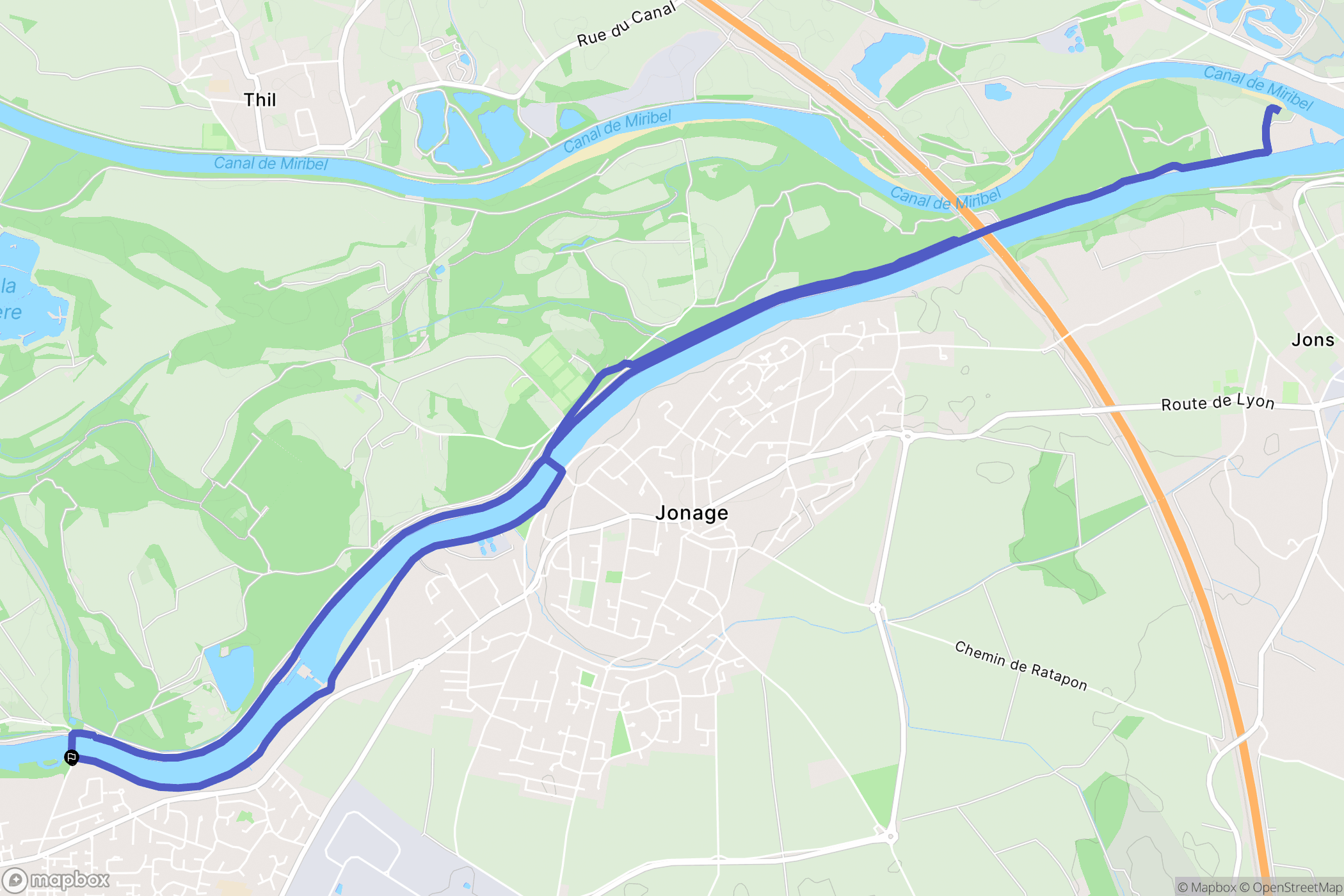 Meyzieu : carte du parcours de randonnée - France