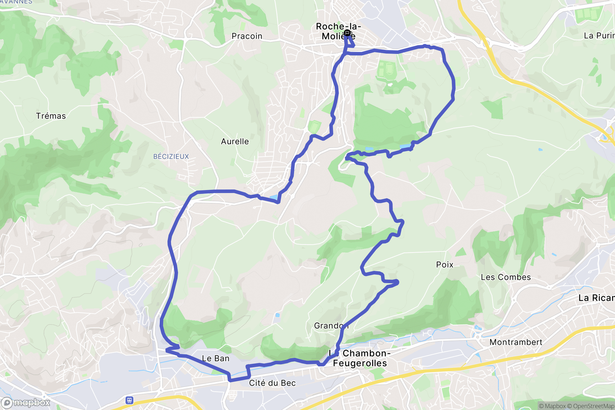 Roche-la-Molière : carte du parcours de randonnée - France
