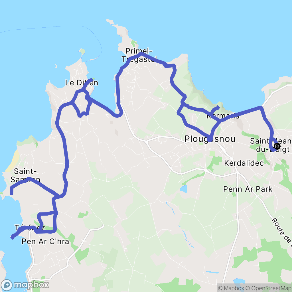 Saint-Jean-du-Doigt : carte du parcours de randonnée - France