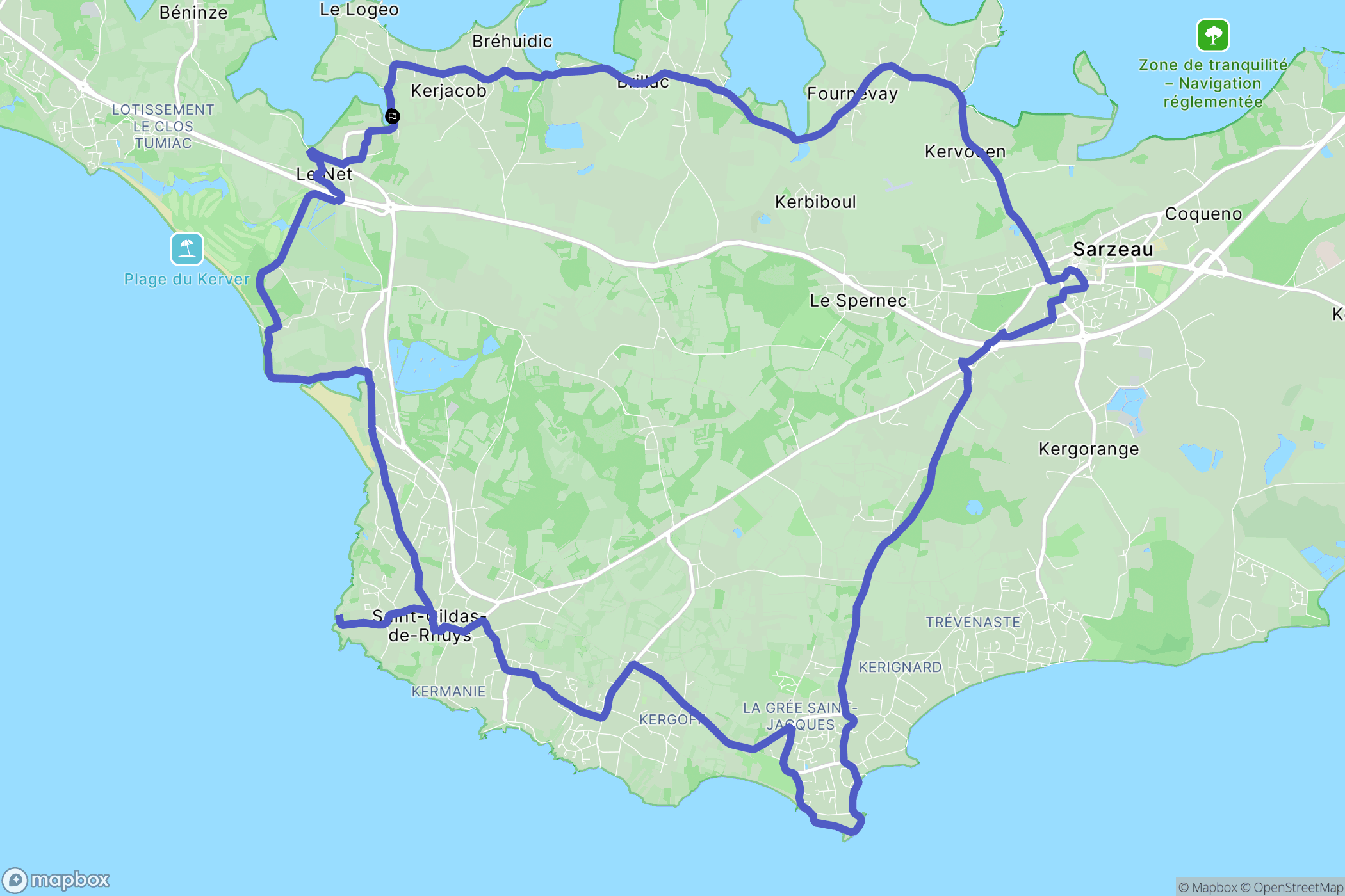 Sarzeau : carte du parcours de randonnée - France