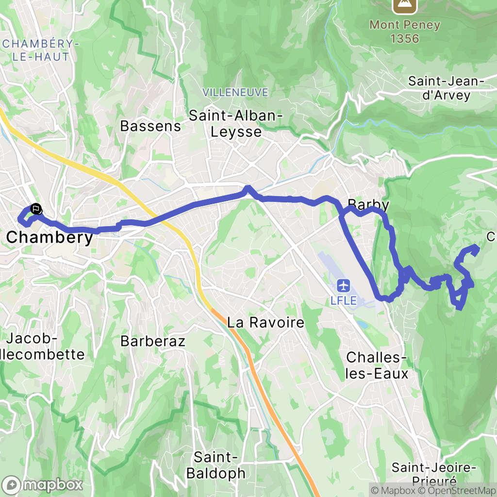 Chambéry : carte du parcours de randonnée - France