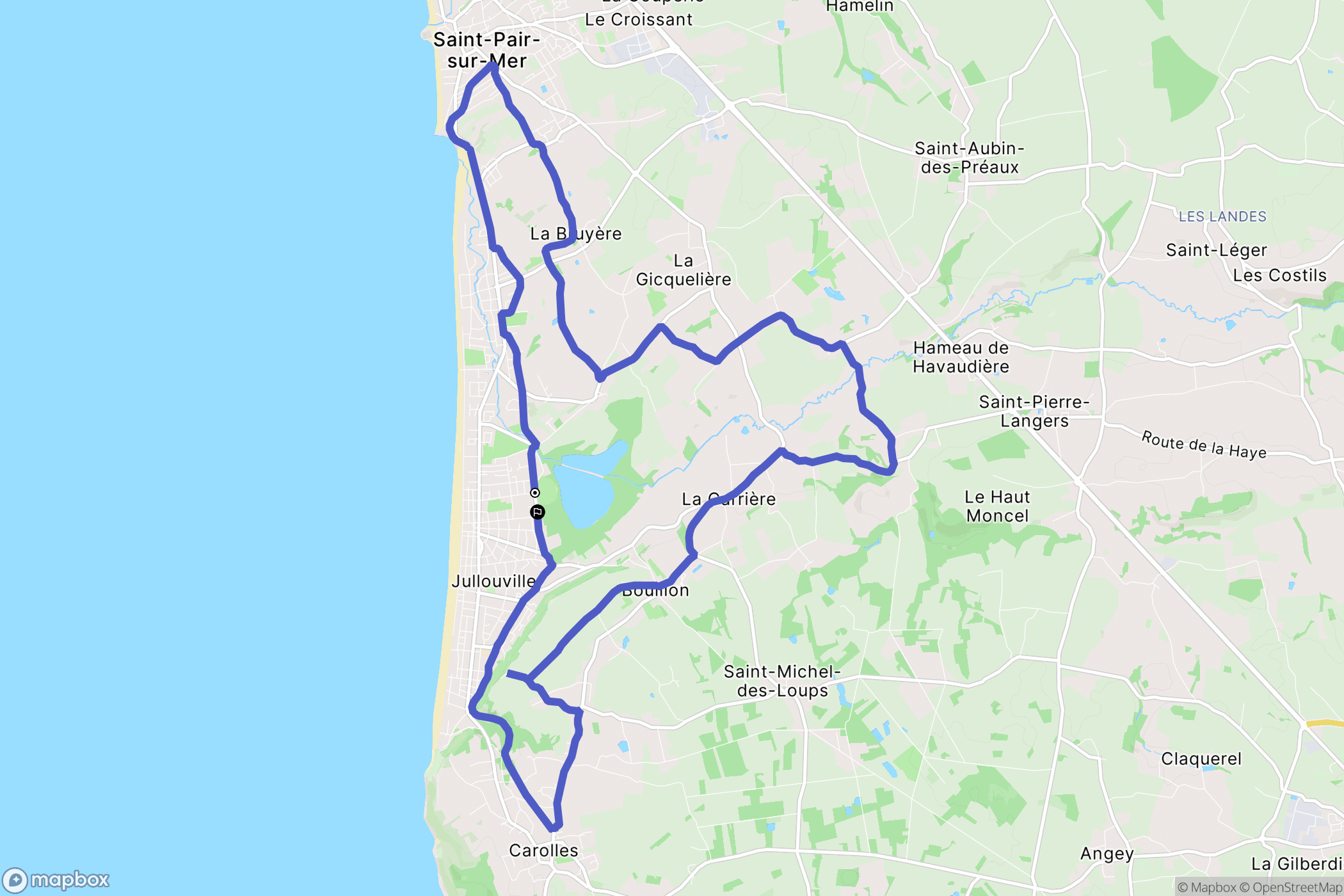 Jullouville : carte du parcours de randonnée - France