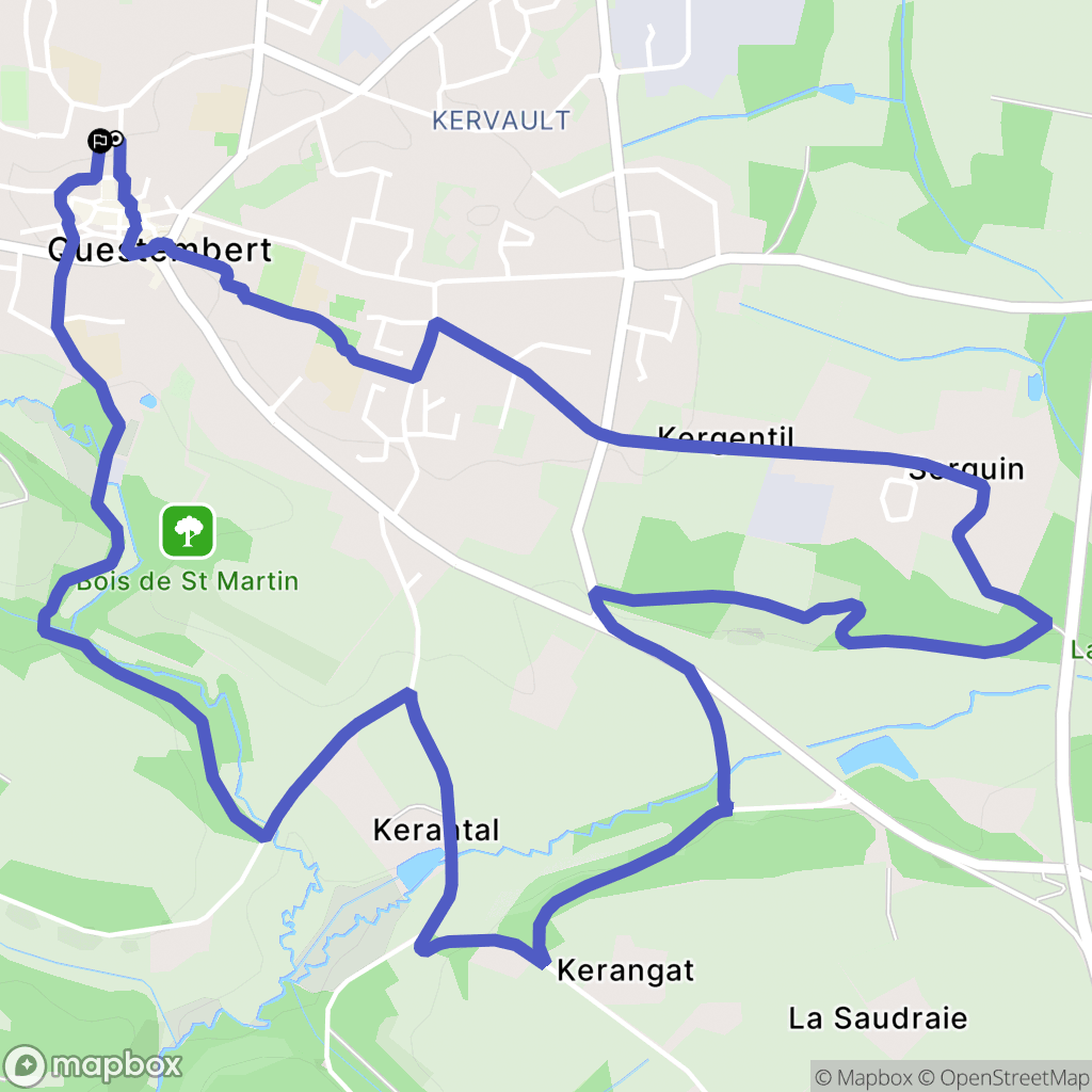 Questembert : carte du parcours de randonnée - France