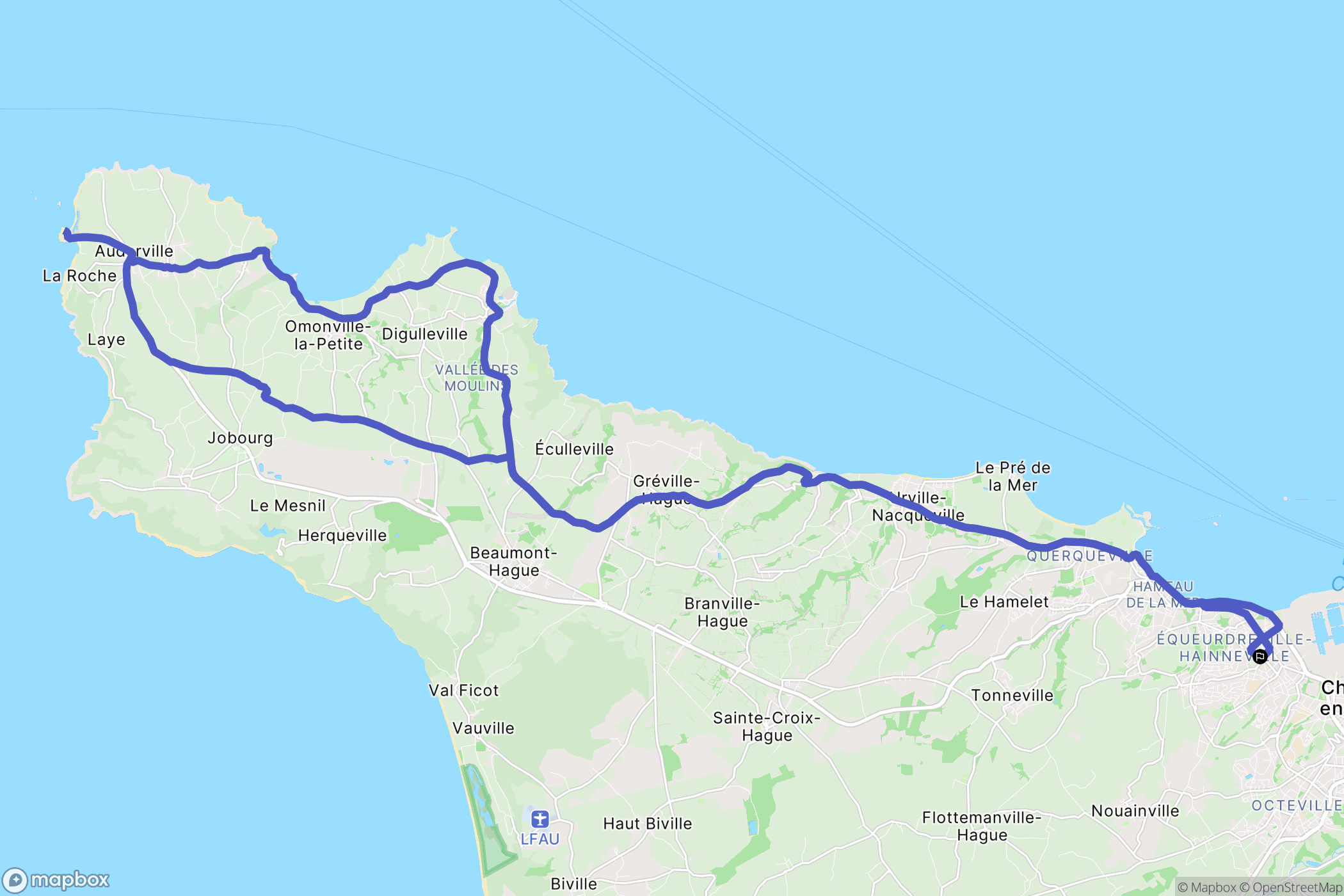 Cherbourg-en-Cotentin : carte du parcours de randonnée - France