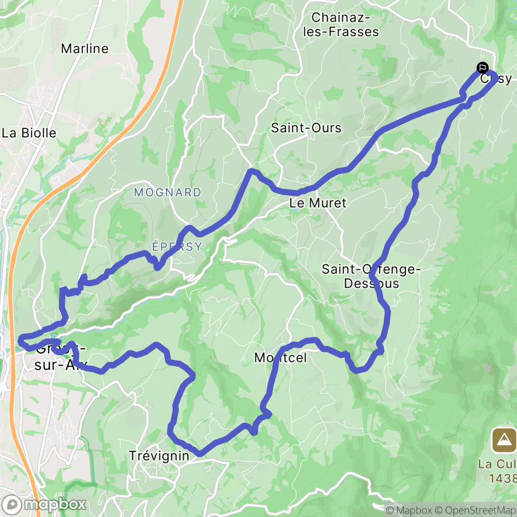 Cusy : carte du parcours de randonnée - France