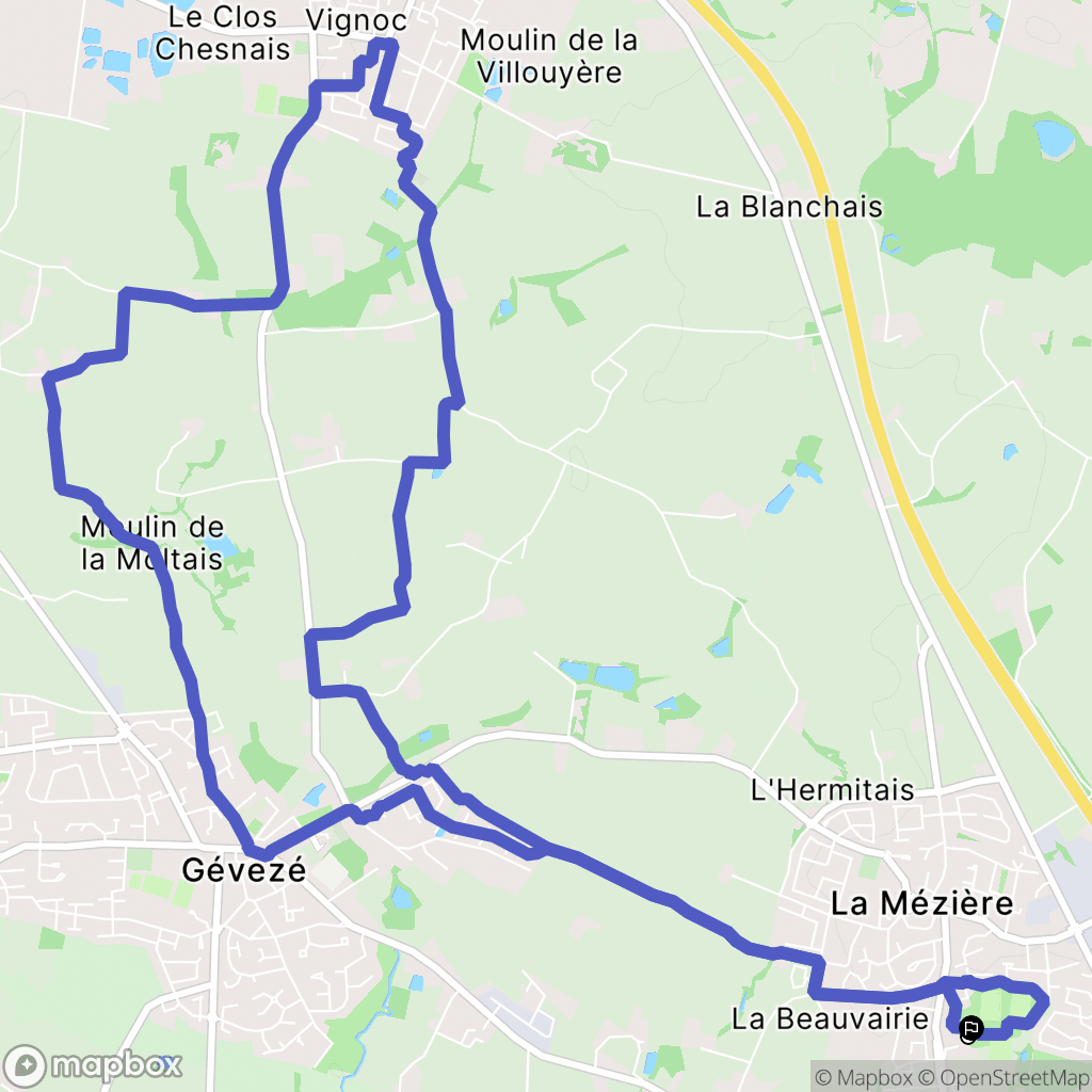 La Mézière : carte du parcours de randonnée - France
