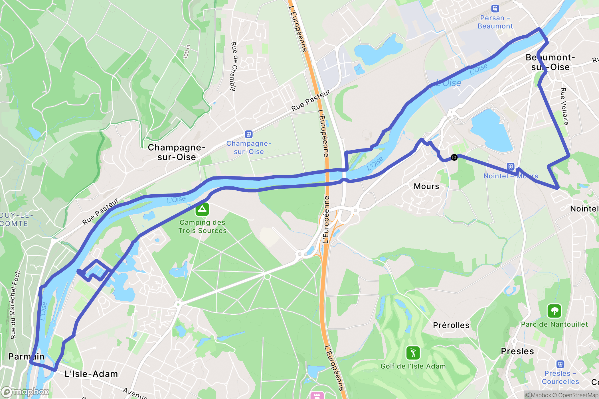 Mours : carte du parcours de randonnée - France