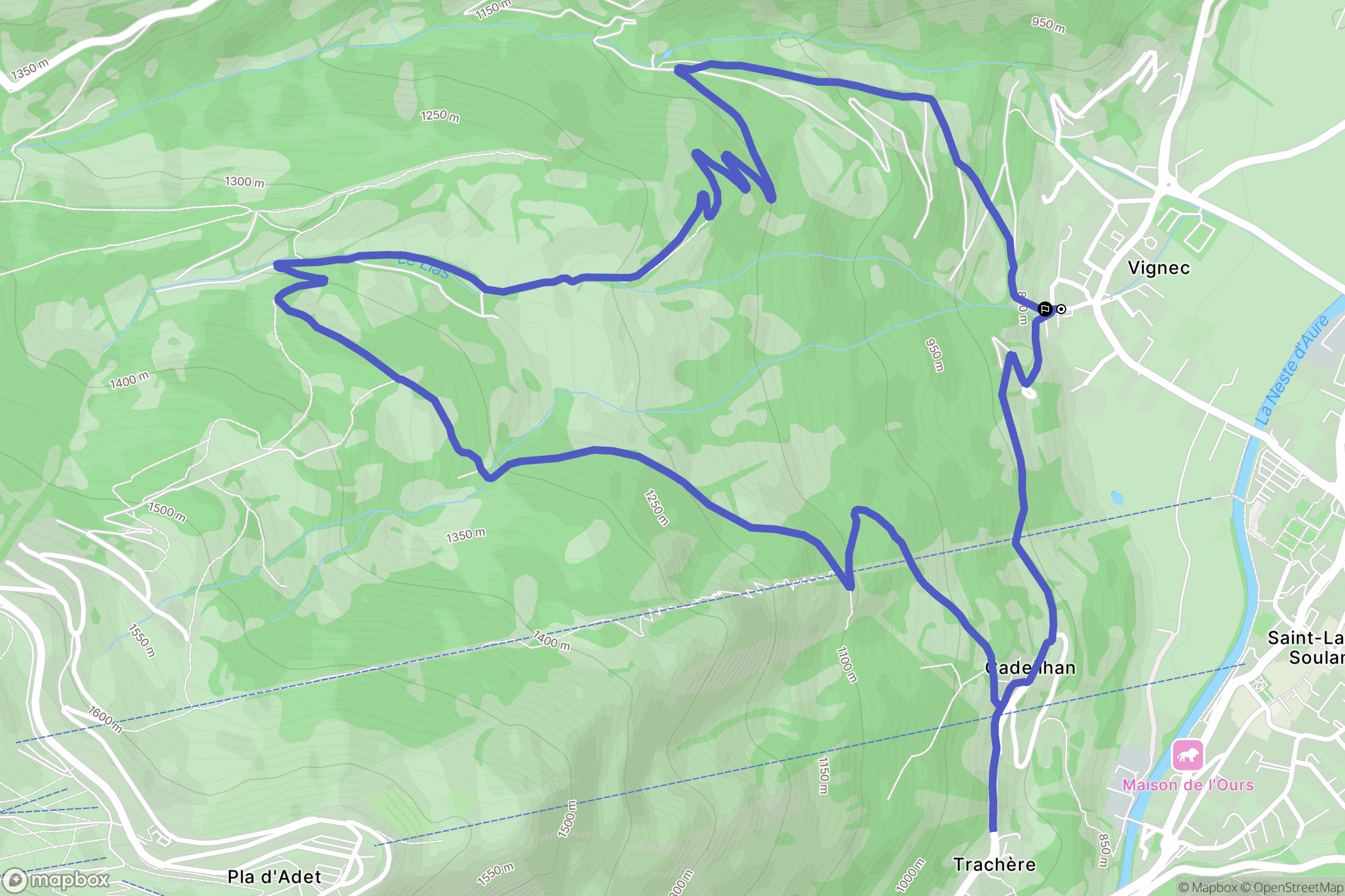 Vignec : carte du parcours de randonnée - France