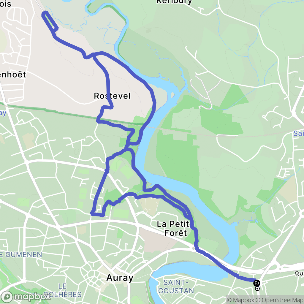 Auray : carte du parcours de randonnée - France