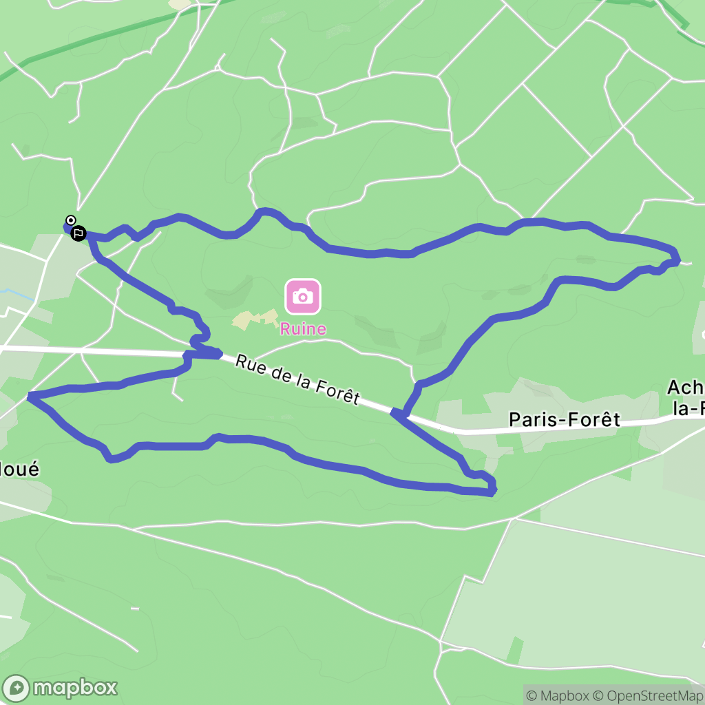 Le Vaudoué : carte du parcours de randonnée - France