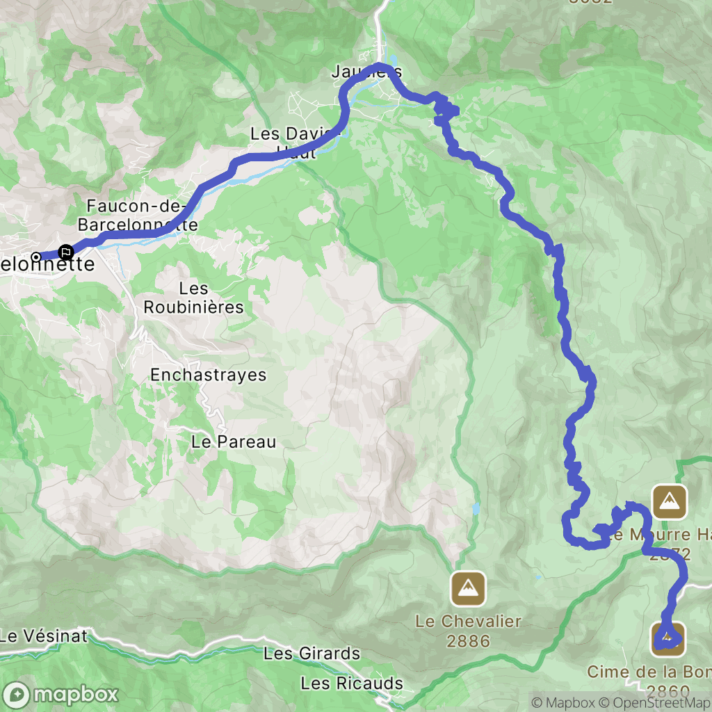 Barcelonnette : carte du parcours de randonnée - France