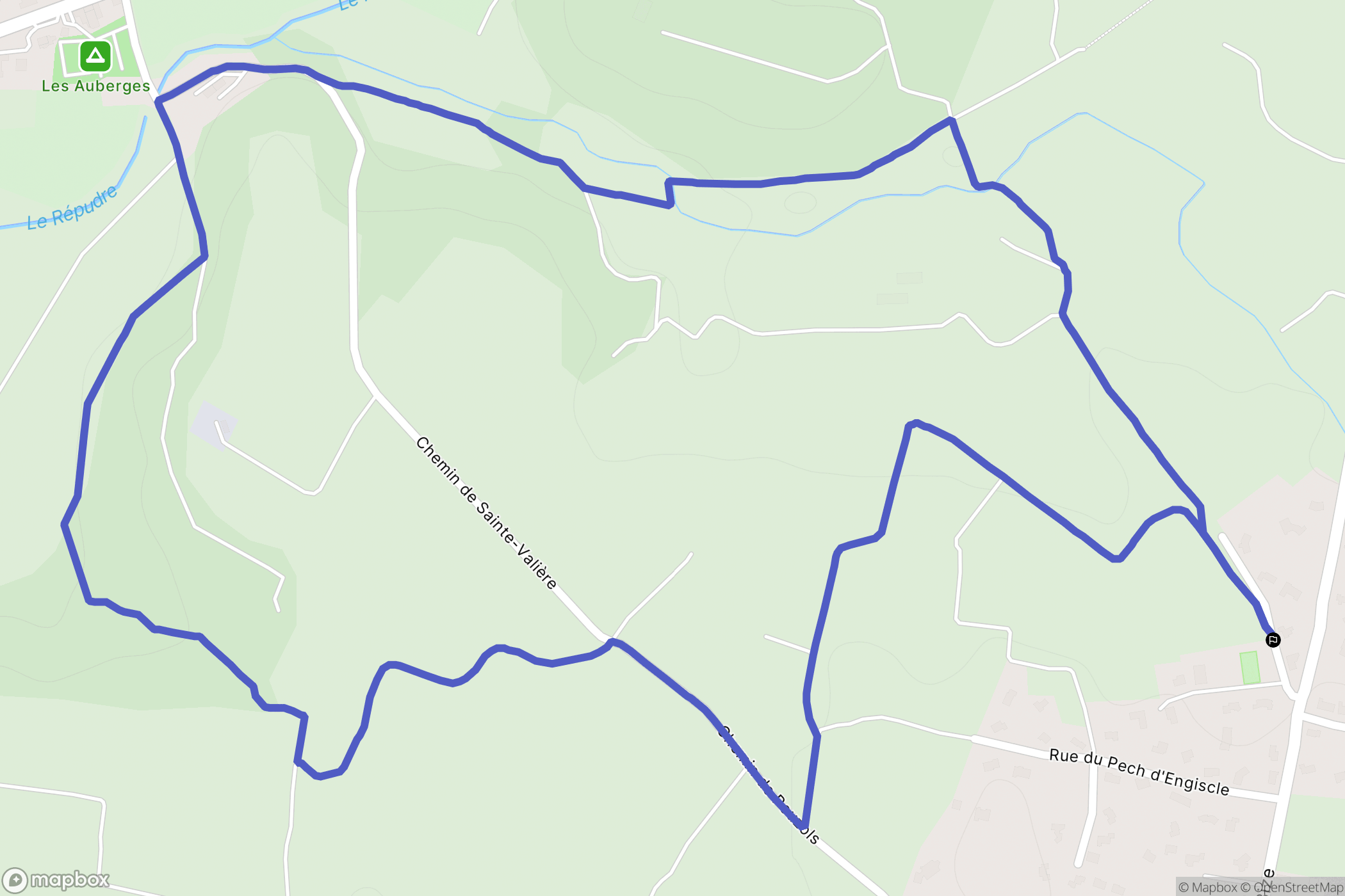 Sainte-Valière : carte du parcours de randonnée - France
